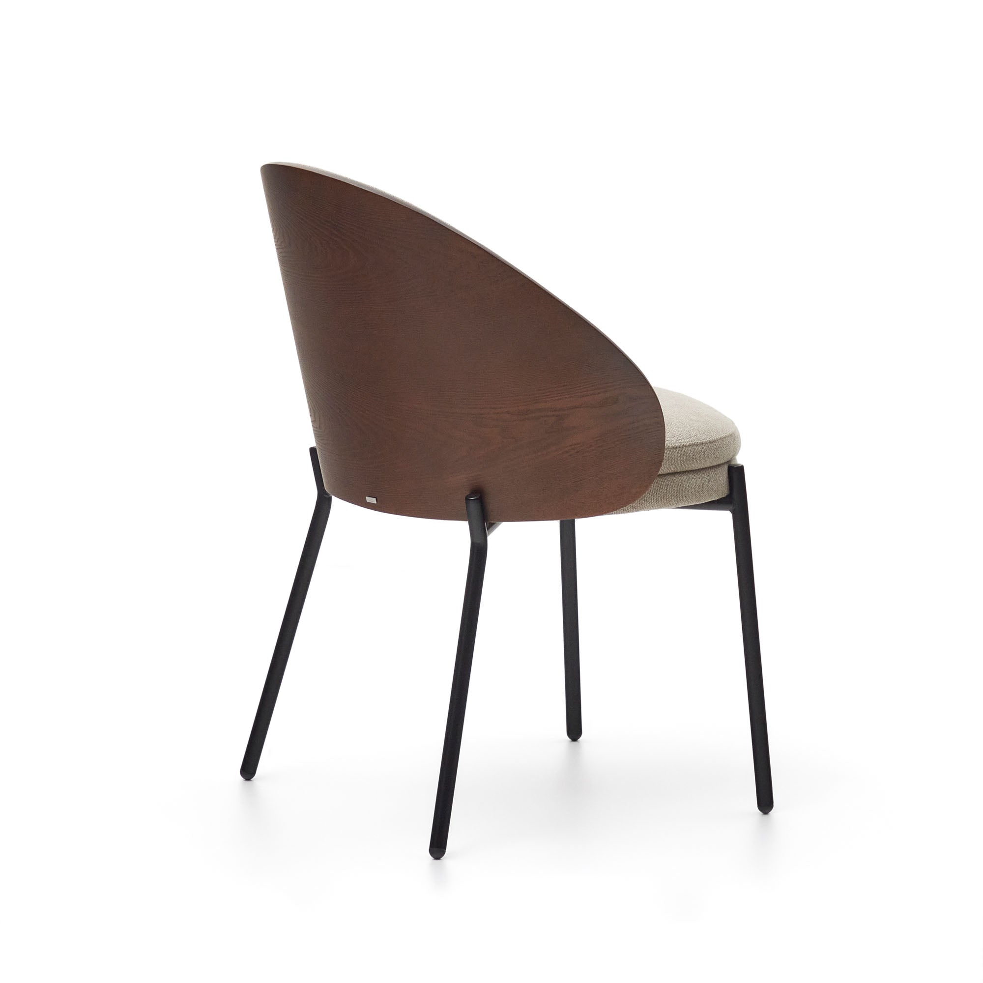 Eamy light brown chair in an ash wood veneer with a wenge finish and black metal