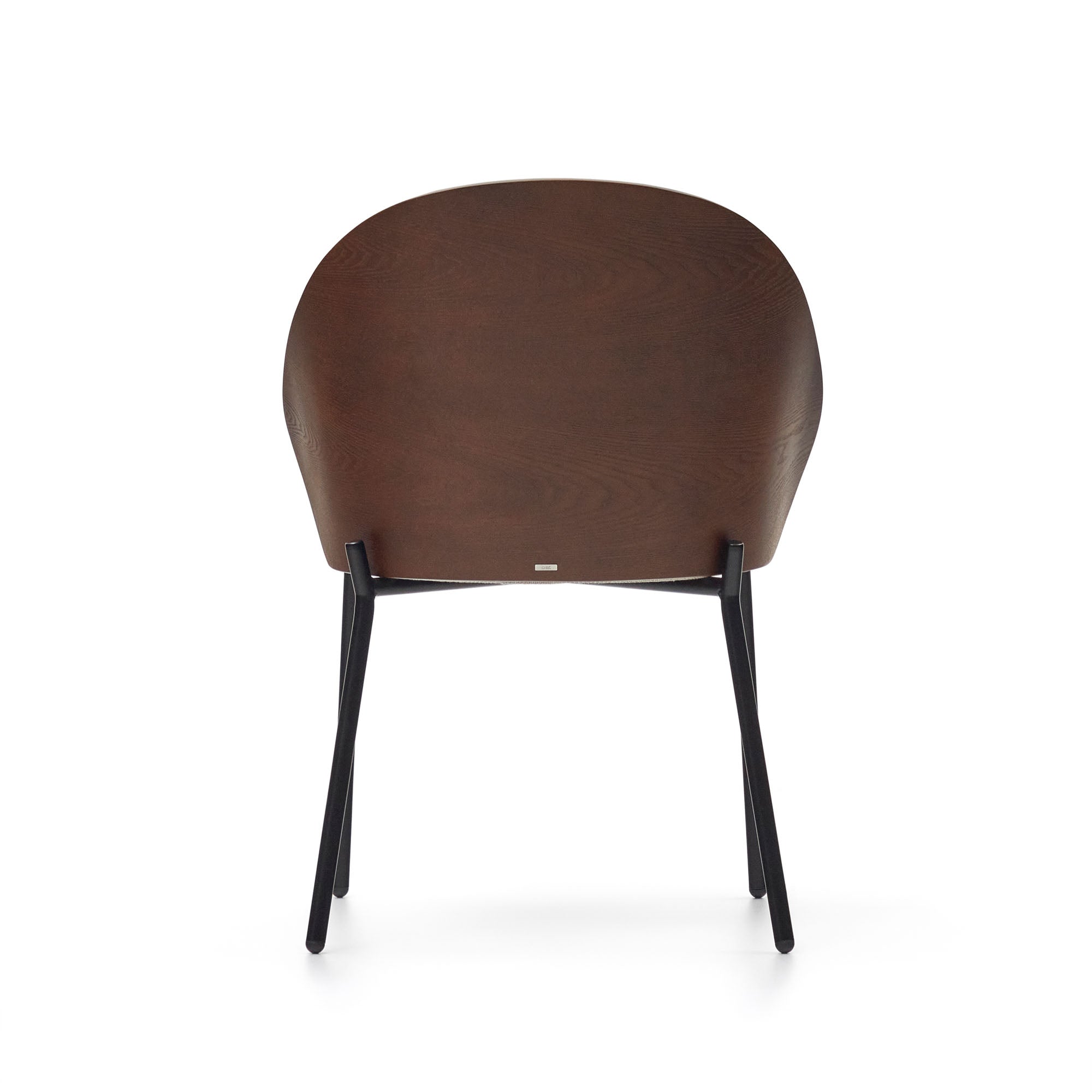 Eamy light brown chair in an ash wood veneer with a wenge finish and black metal