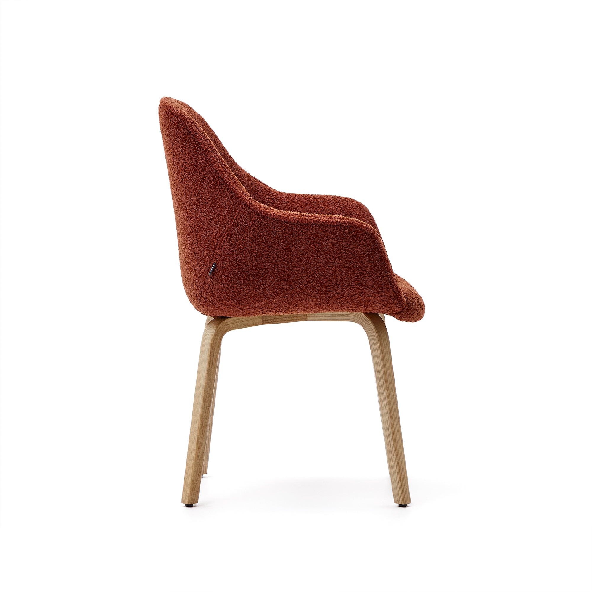 Aleli chair in terracota shearling with solid ash wood legs and natural finish