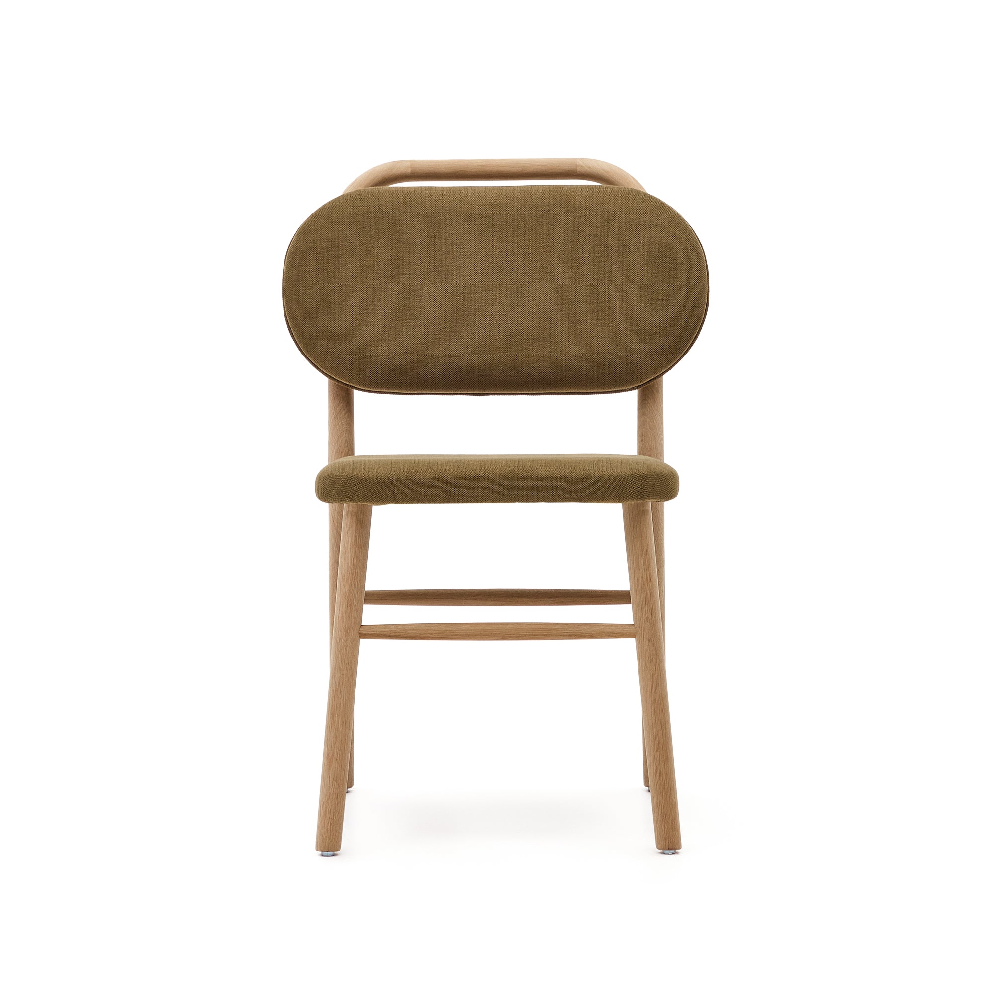 Helda chair in green chenille and solid oak wood