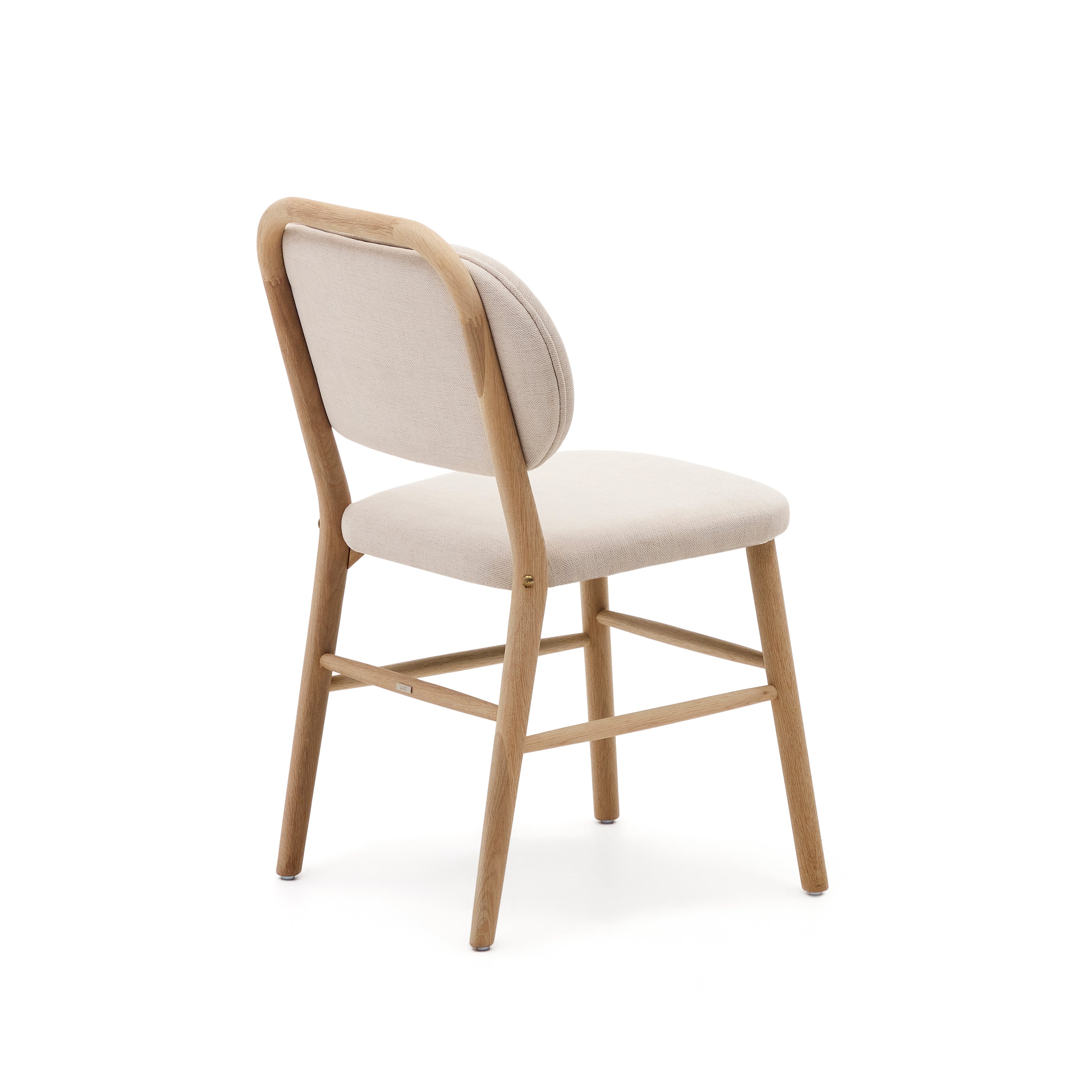 Helda szék bézs zseníliából és tömör tölgyfából