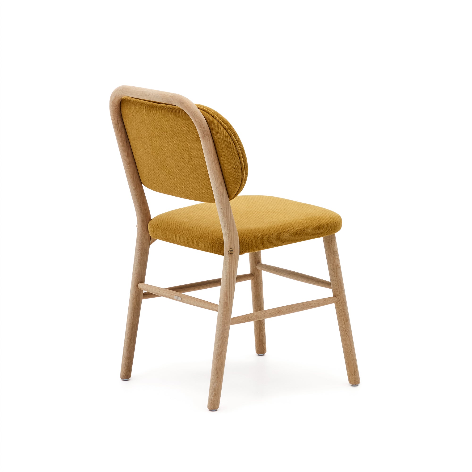 Helda chair in mustard chenille and solid oak wood