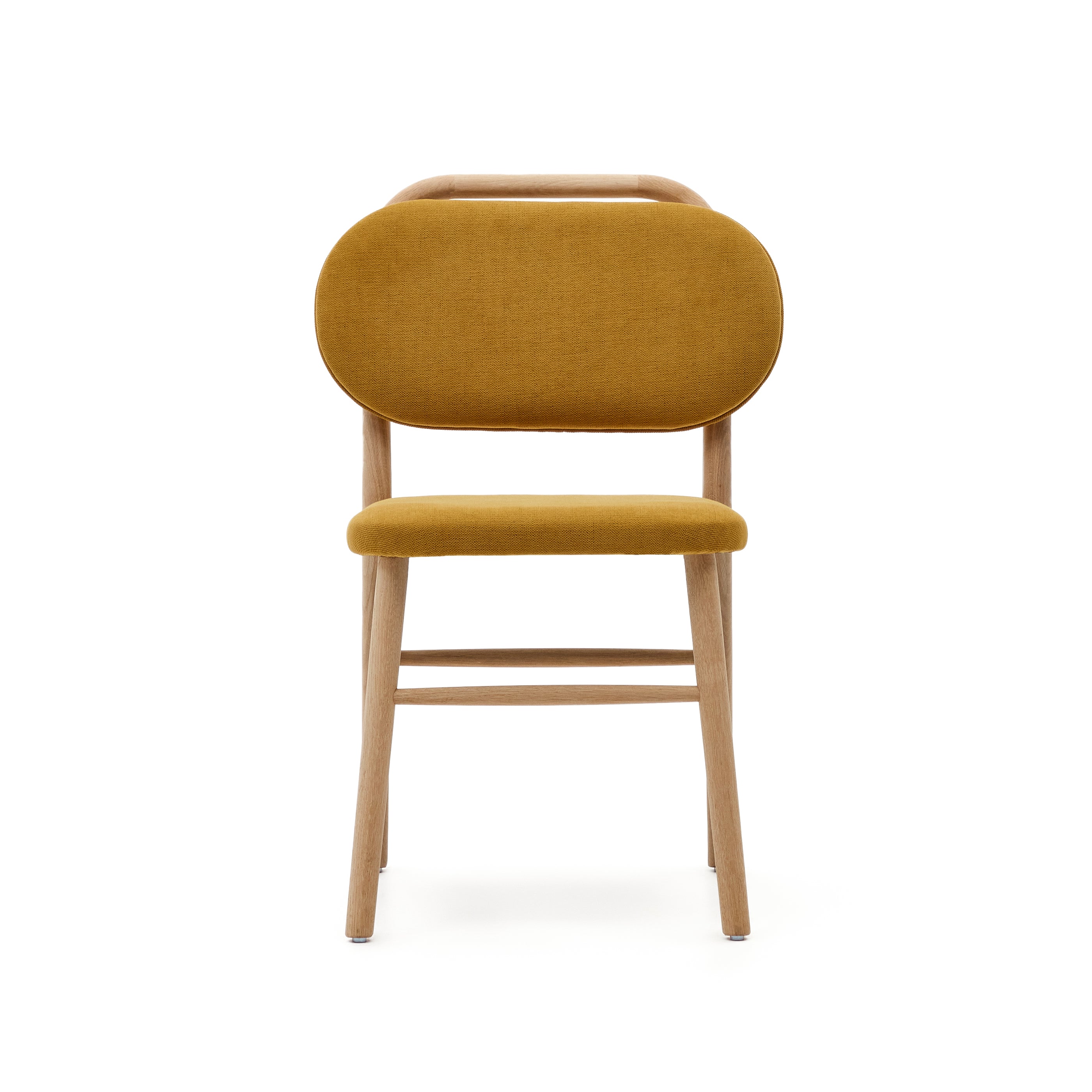 Helda szék mustár zseníliából és tömör tölgyfából