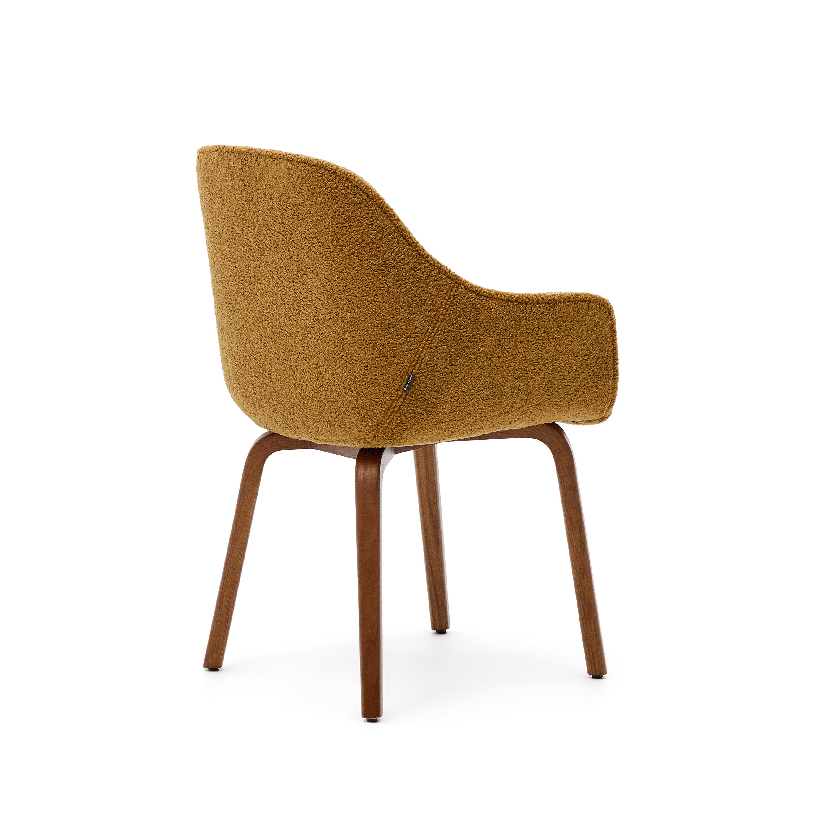 Aleli chair in mustard shearling with solid ash wood legs and walnut finish
