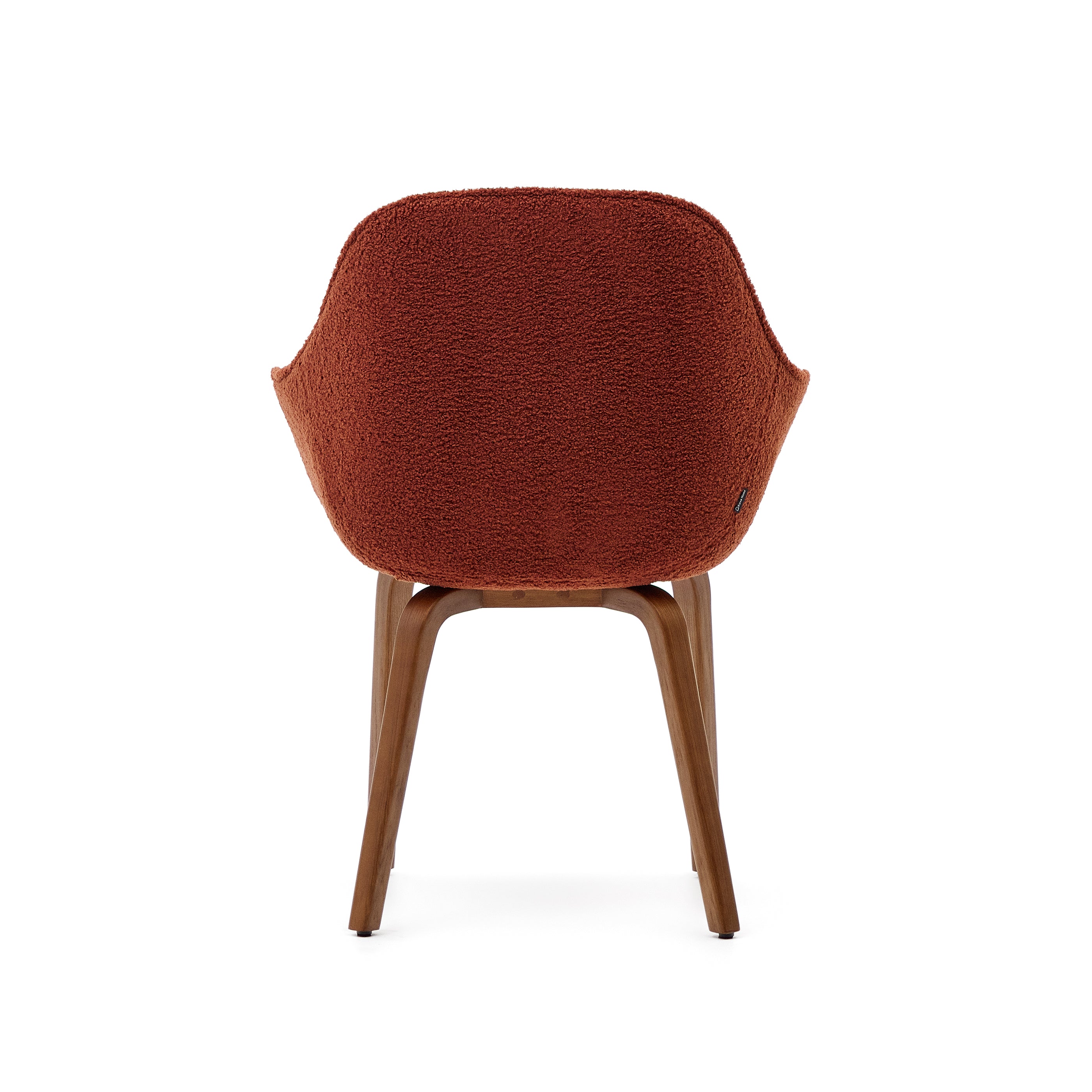 Aleli chair in terracota shearling with solid ash wood legs and walnut finish