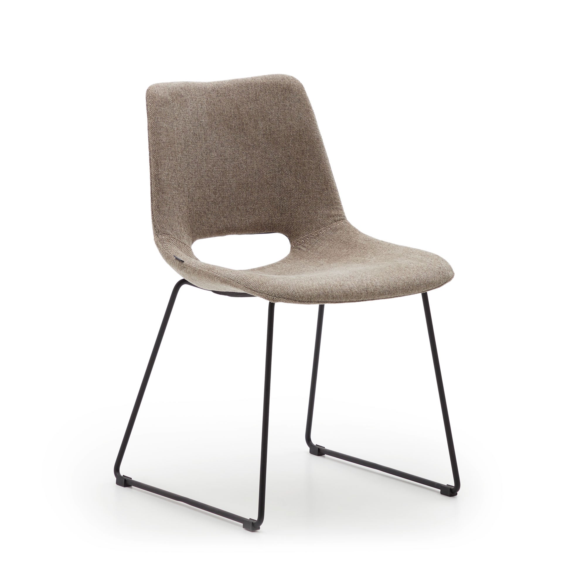 Zahara chair in brown with steel legs in a black finish