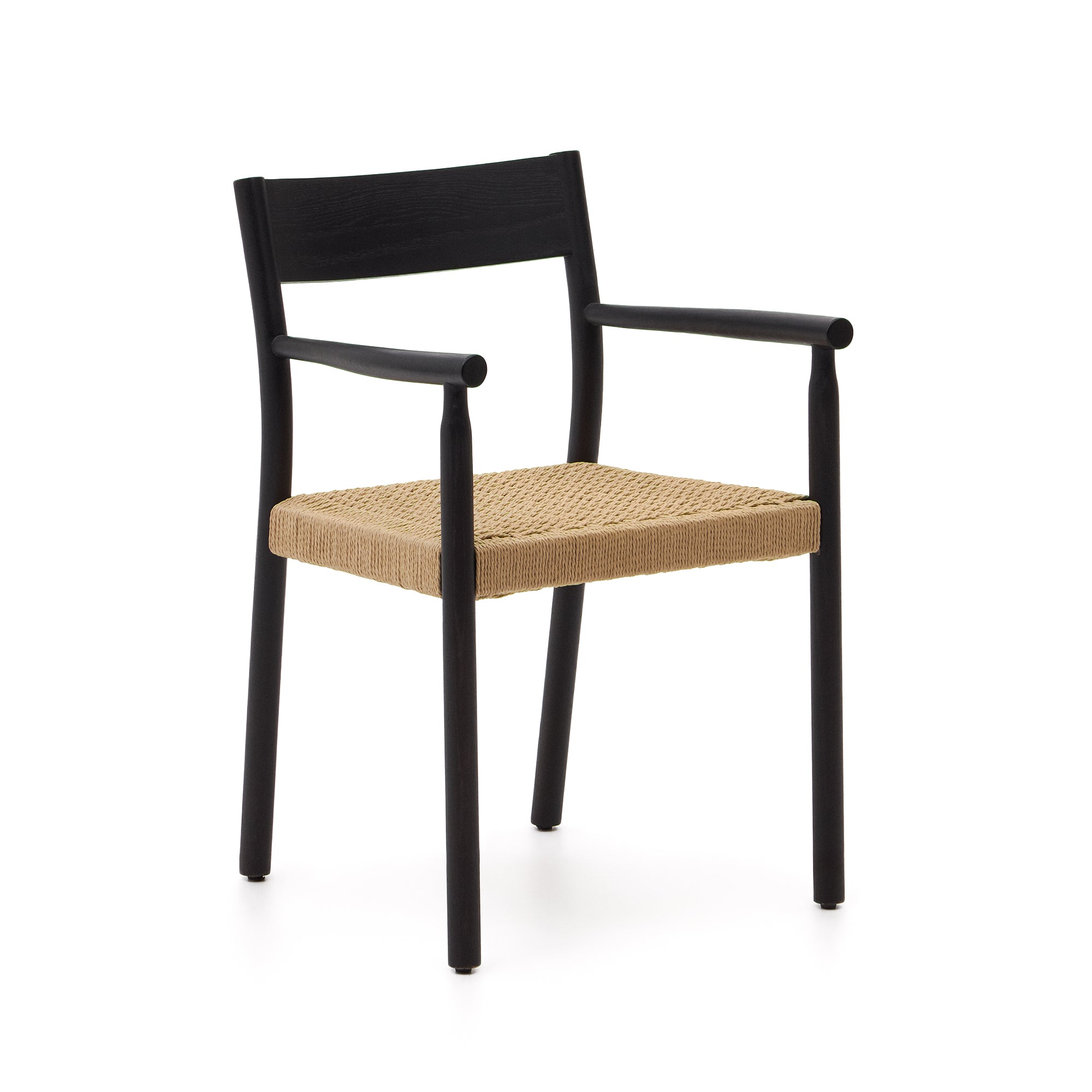 Yalia szék 100% FSC tömör tölgyfából, fekete kivitelben, kötél ülőfelülettel.