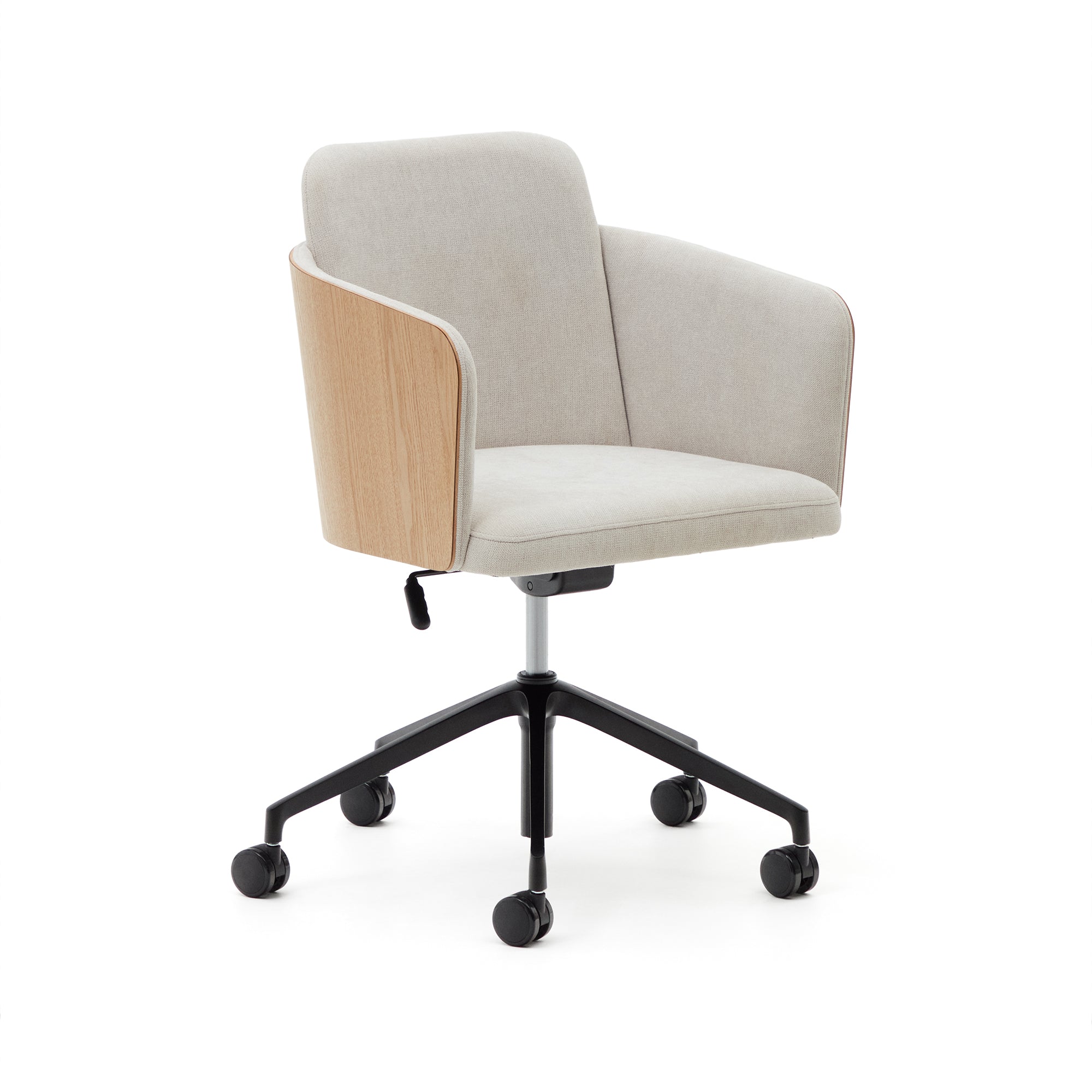 Madai irodai szék bézs zseníliával és kőris furnérral, natúr kivitelben, FSC MIX Credit