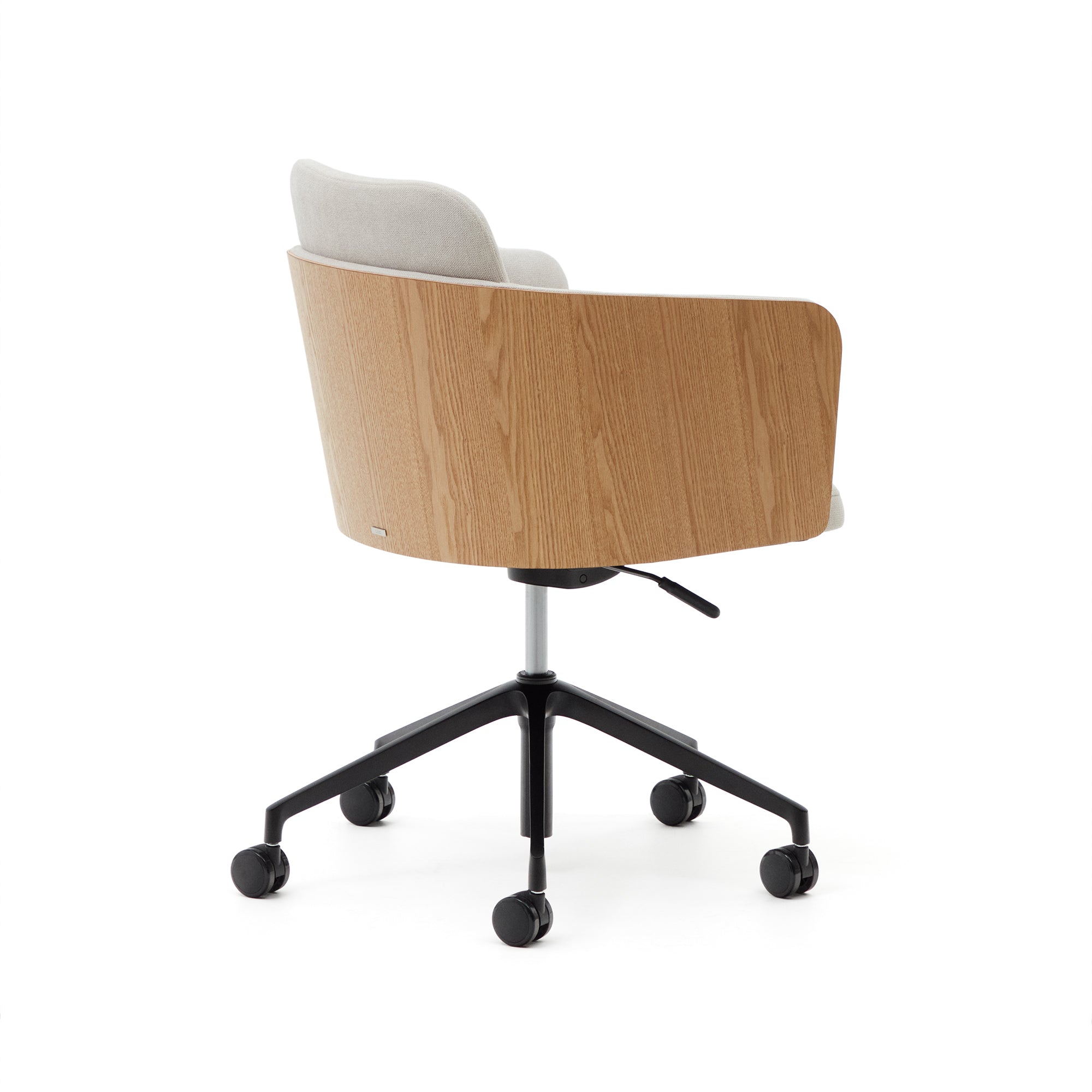 Madai irodai szék bézs zseníliával és kőris furnérral, natúr kivitelben, FSC MIX Credit