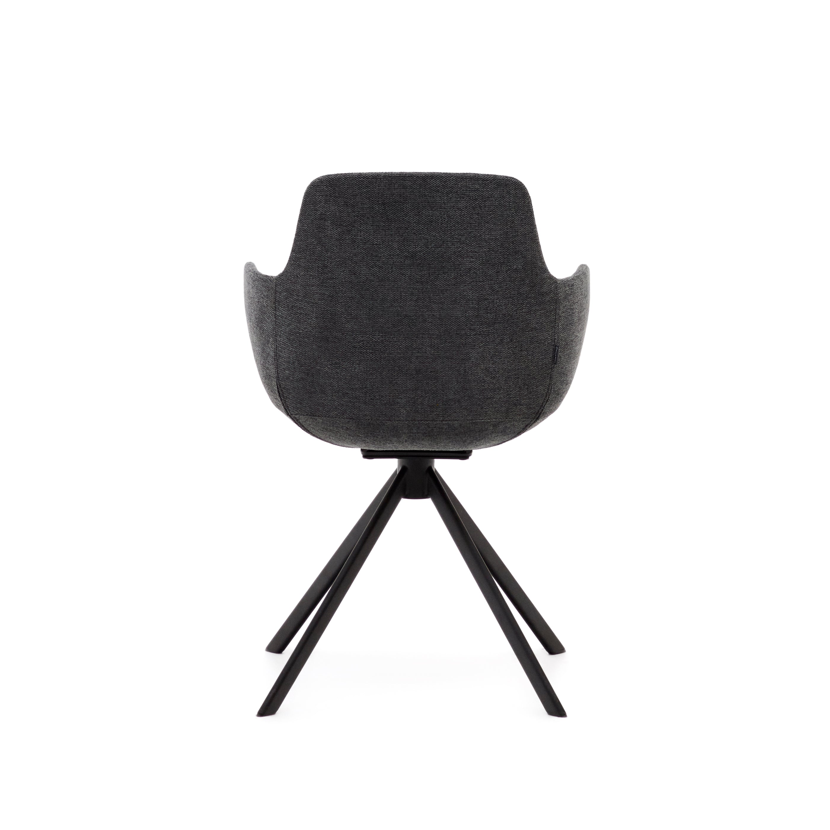 Tissiana self-centring swivel chair in dark grey chenille and matte black aluminium