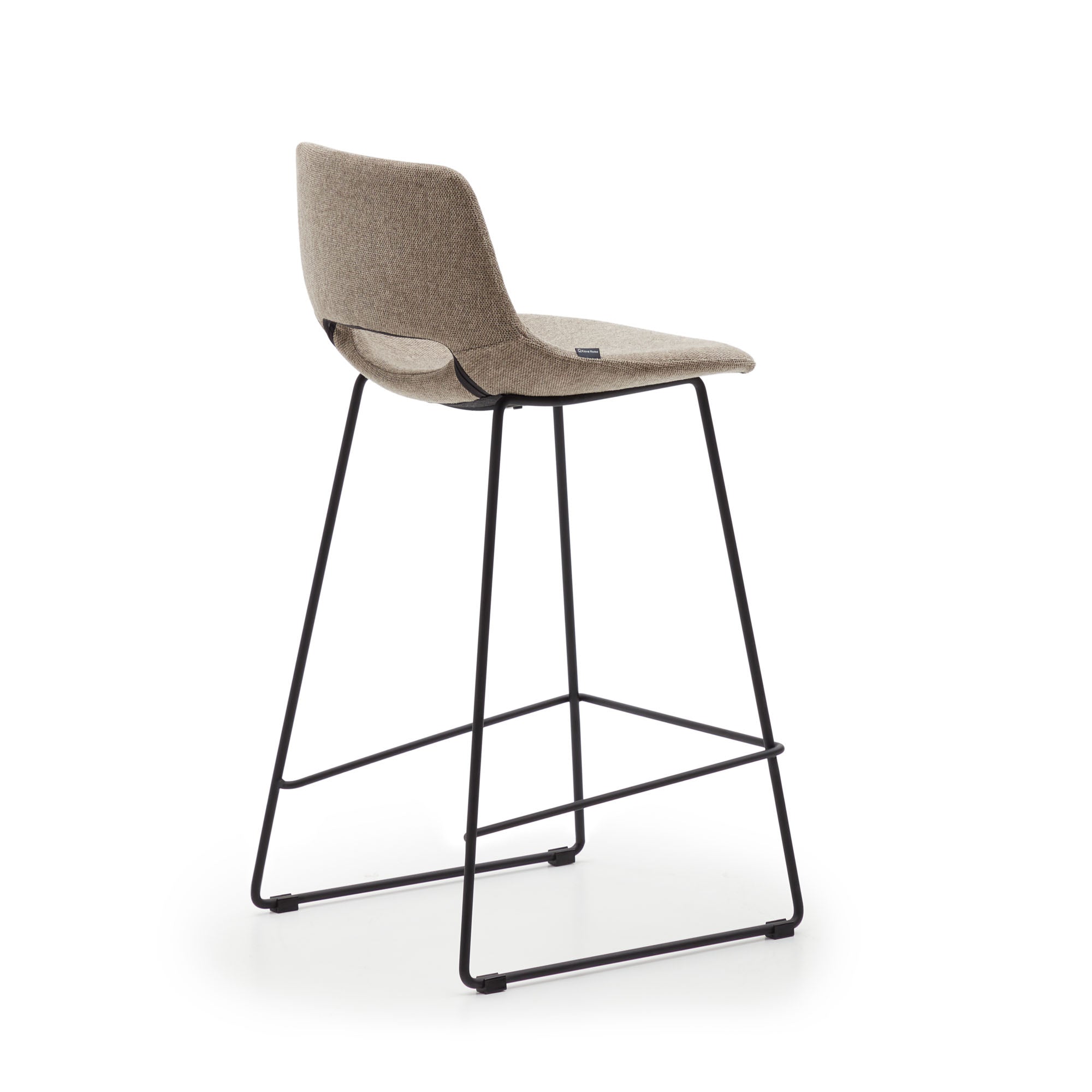 Zahara bar stool in brown with steel legs in black finish, height 65 cm