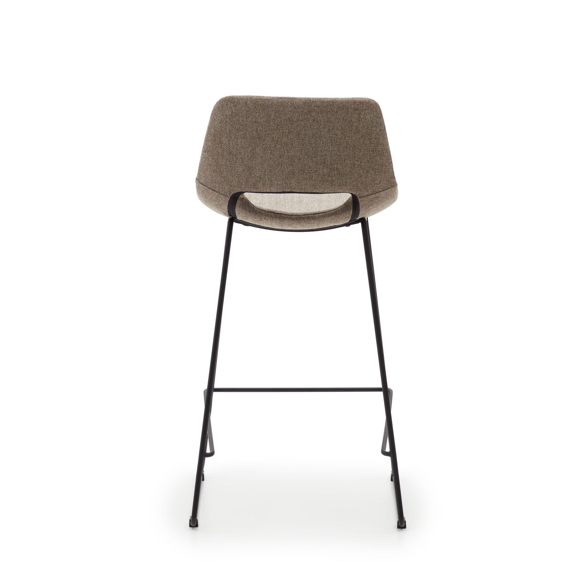 Zahara bar stool in brown with steel legs in black finish, height 65 cm