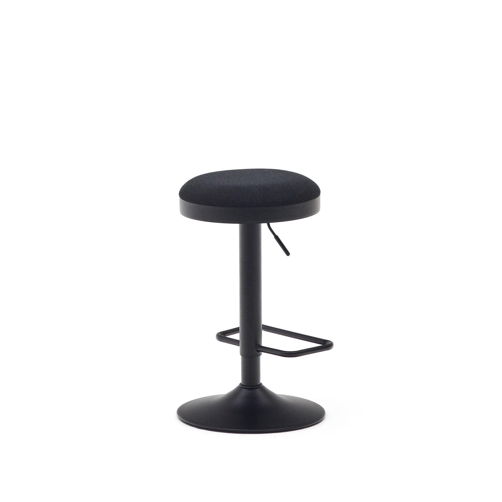 Zaib stool in black chenille and matt black steel height 58-80 cm