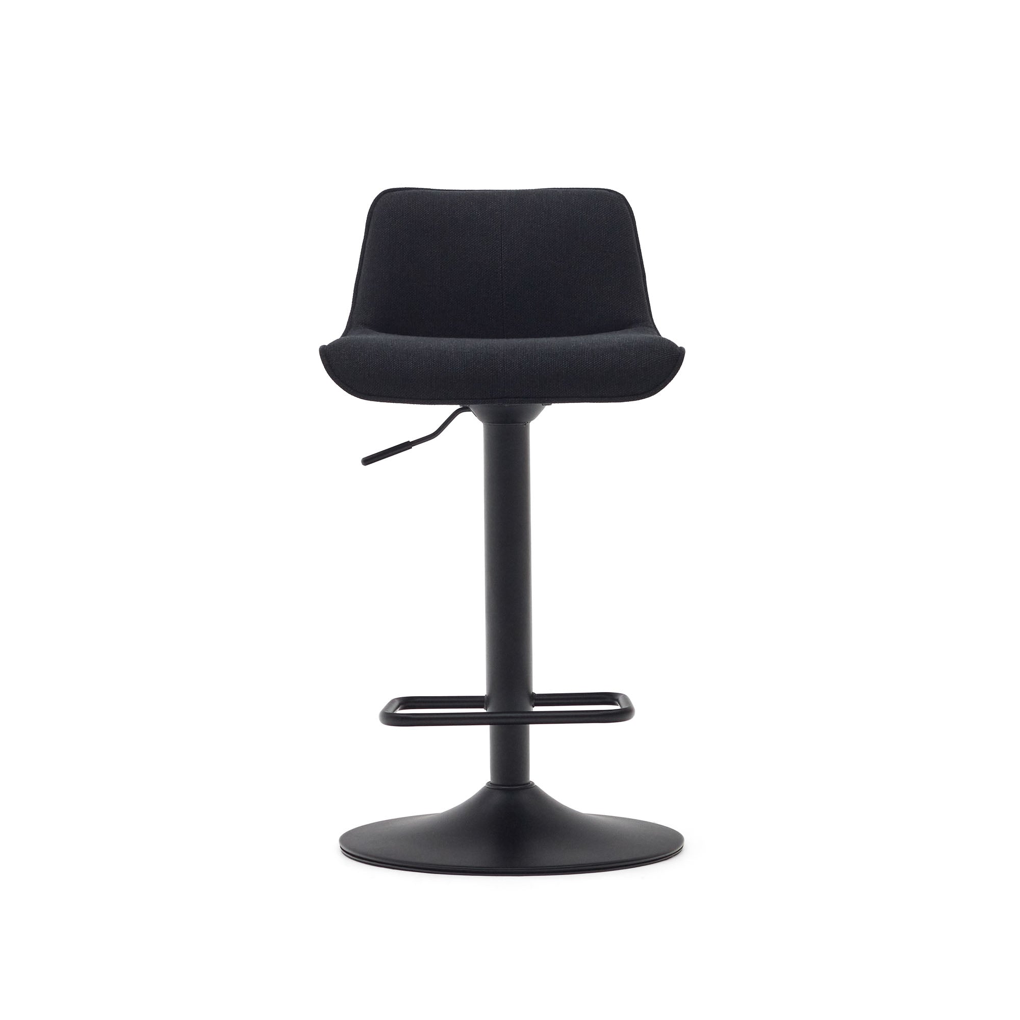 Zenda stool in black chenille and matt black steel 81-102 cm