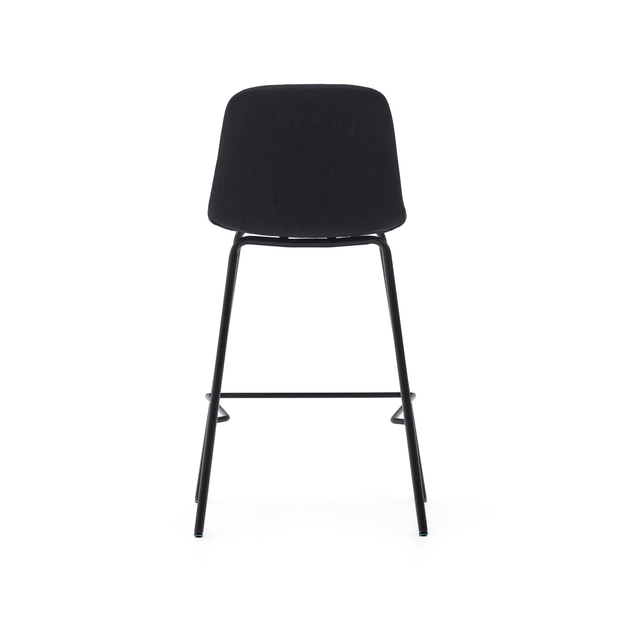 Zunilda stool in black chenille and steel finished with matt black finish height 65 cm 