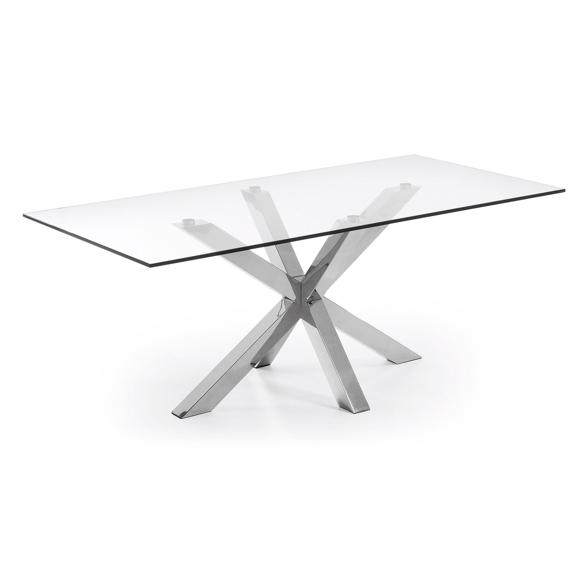 Argo glass table with stainless steel legs 200 x 100 cm