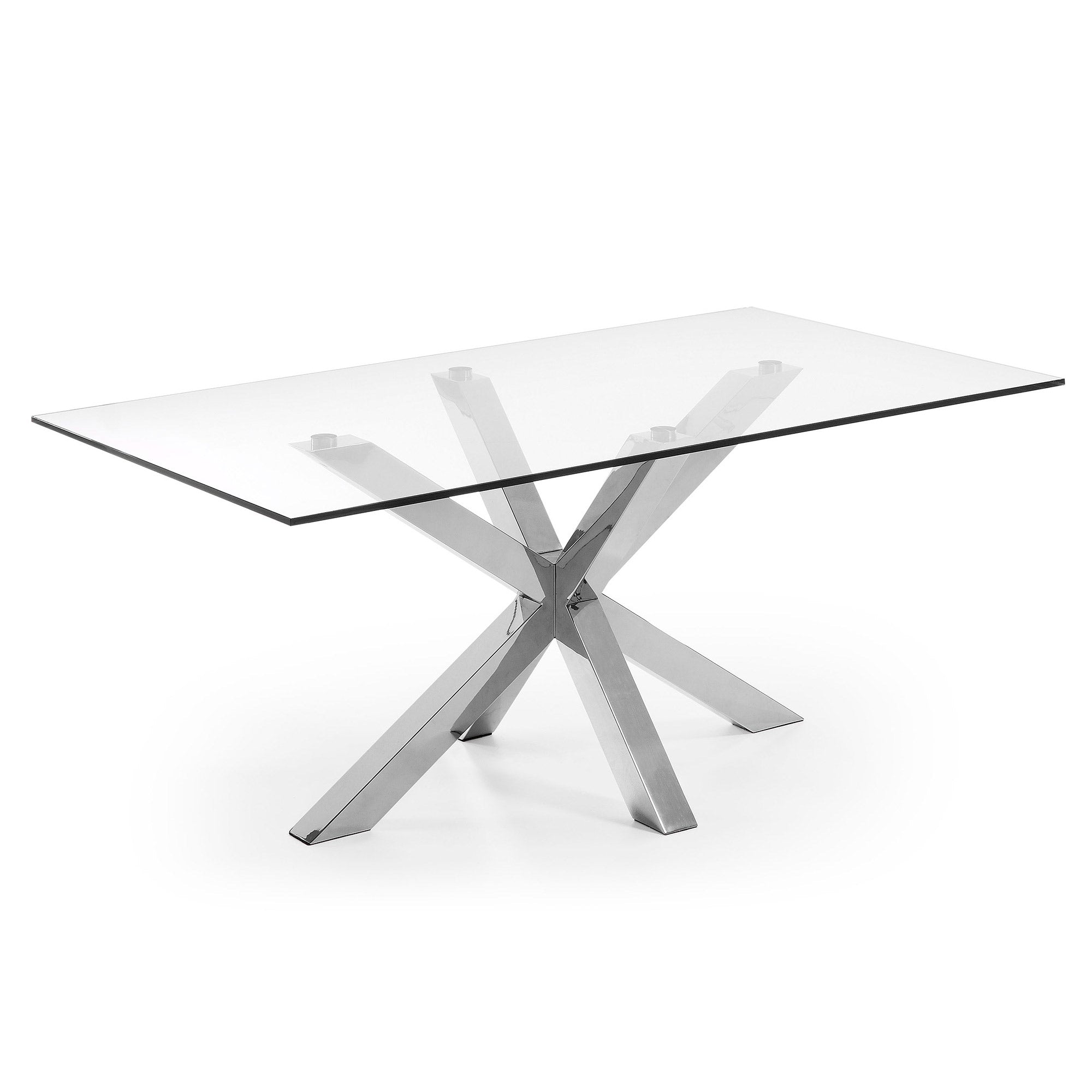 Argo glass table with stainless steel legs 180 x 100 cm