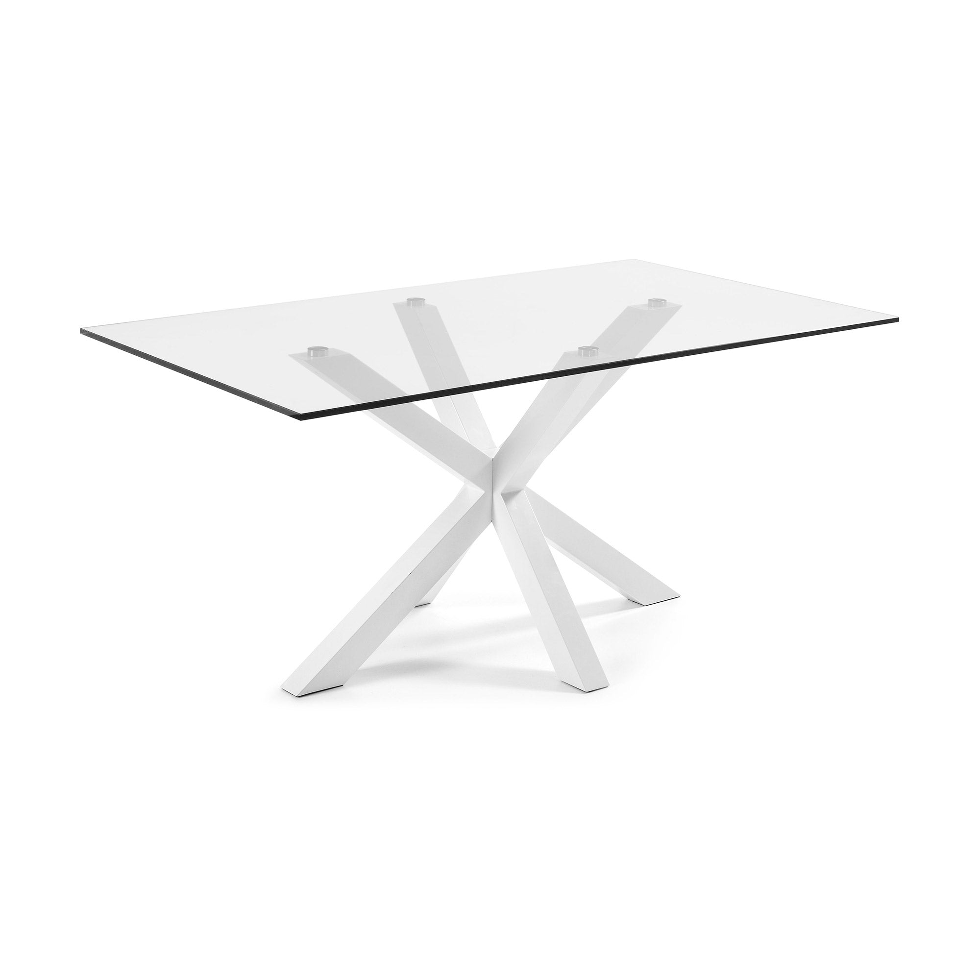 Argo üvegasztal acéllábakkal, fehér kivitelben 180 x 100 cm