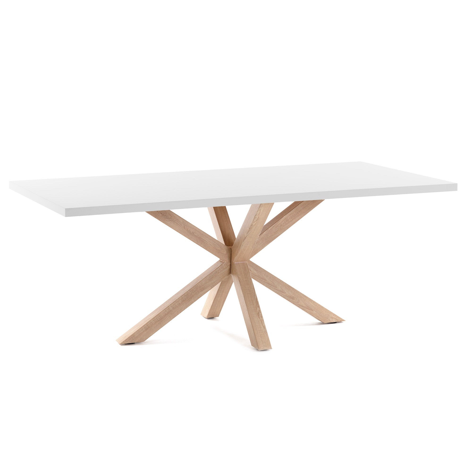 Argo asztal 200 x 100 cm fehér melaminnal, fa hatású lábakkal