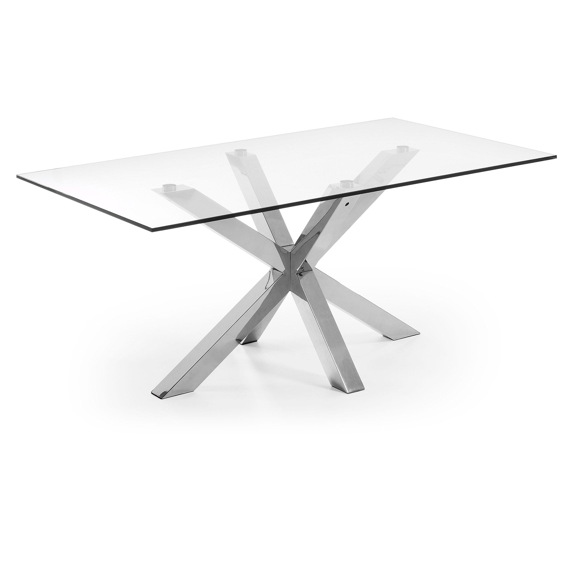 Argo glass table with stainless steel legs 160 x 90 cm