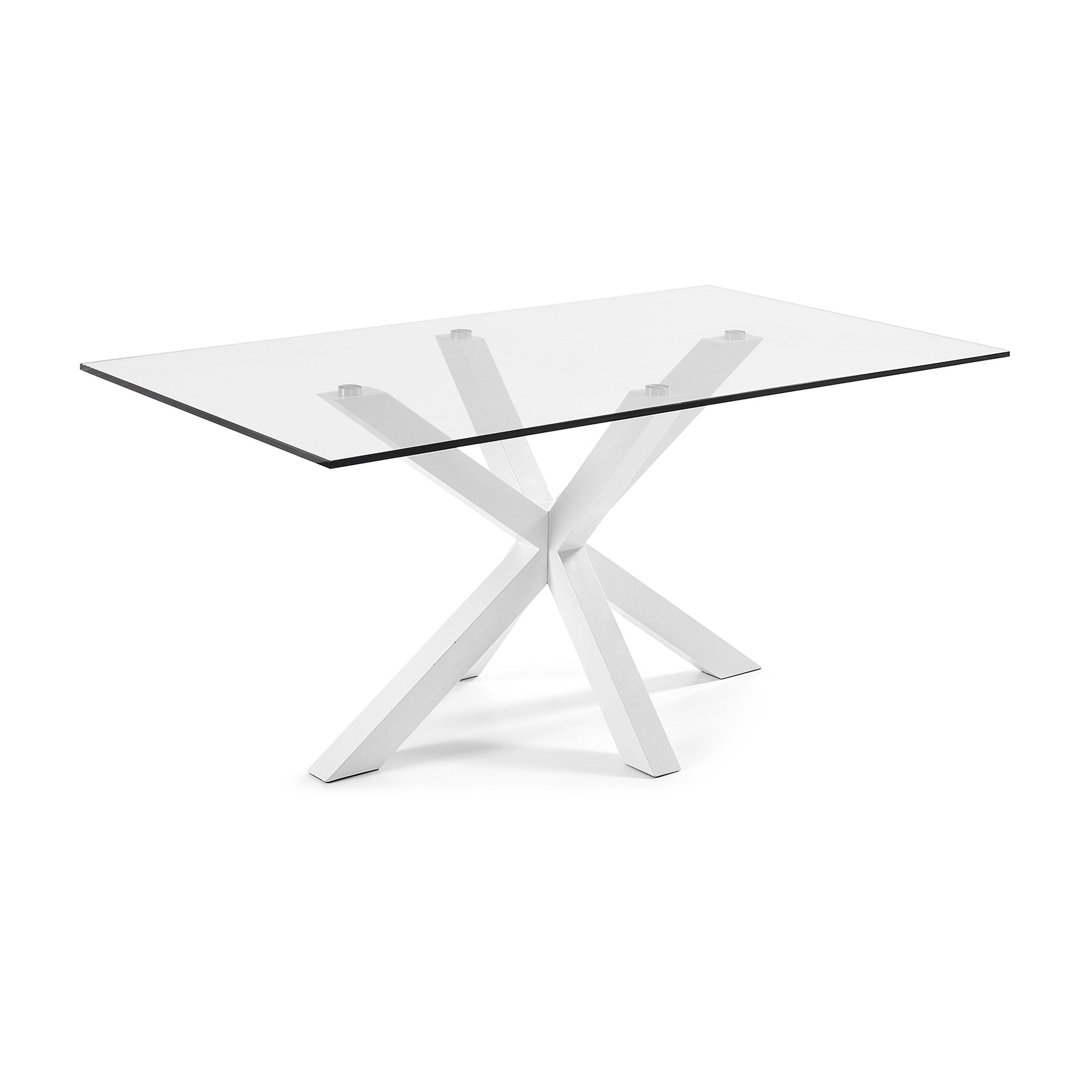Argo üvegasztal acéllábakkal, fehér kivitelben 160 x 90 cm