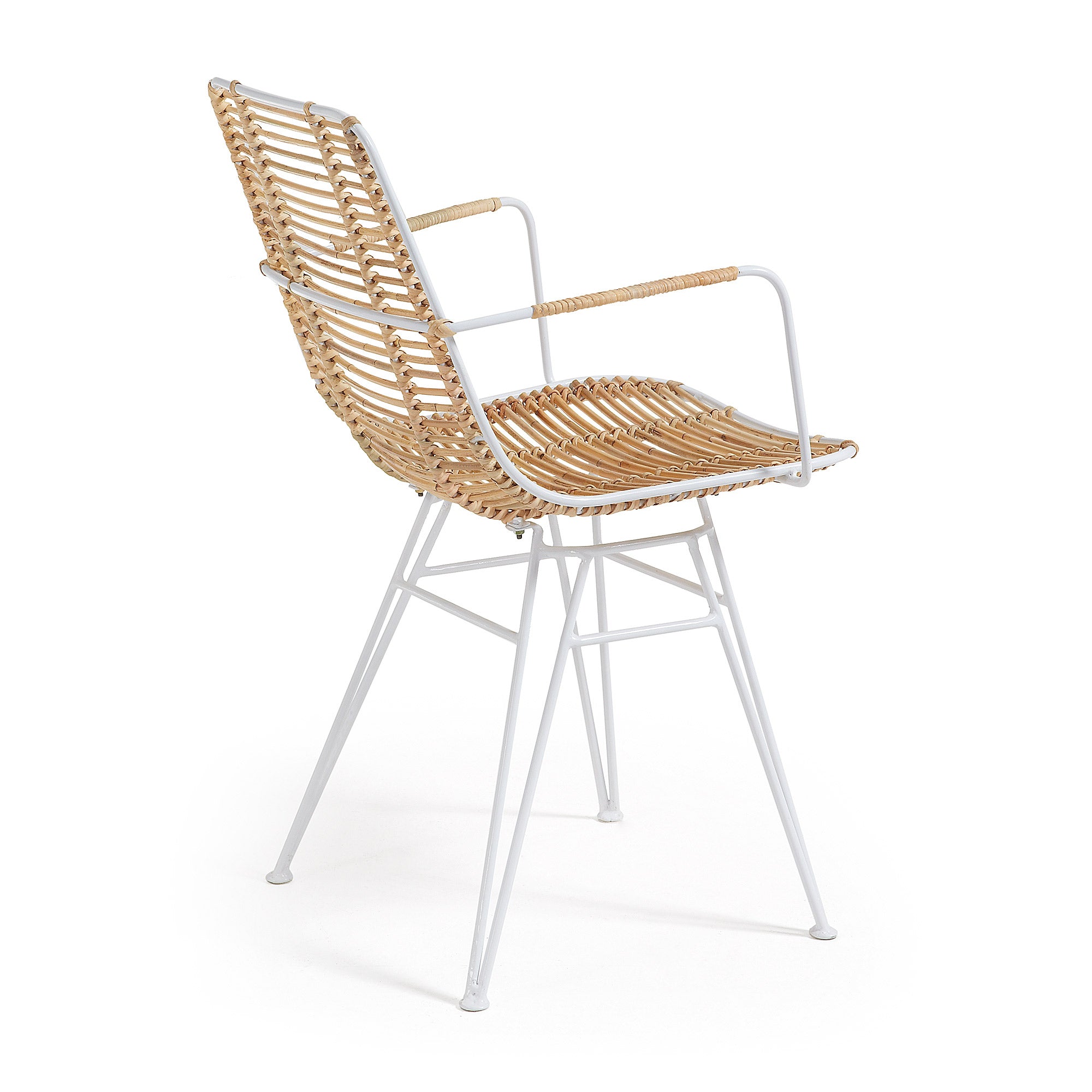 Tishana rattan and white steel chair with armrests