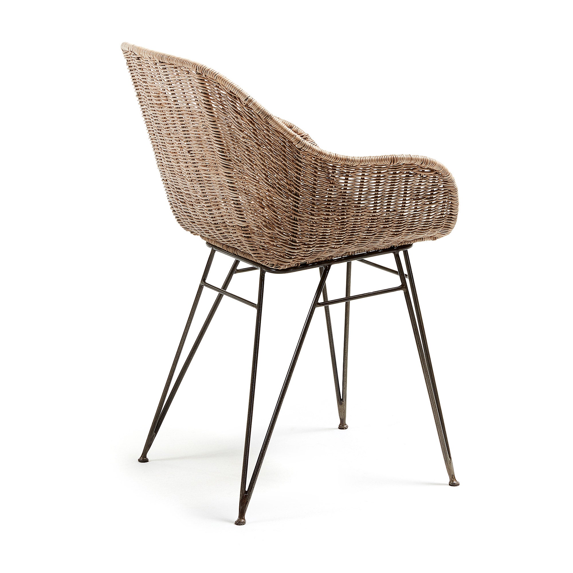 Chart chair made from rattan with black finished steel legs