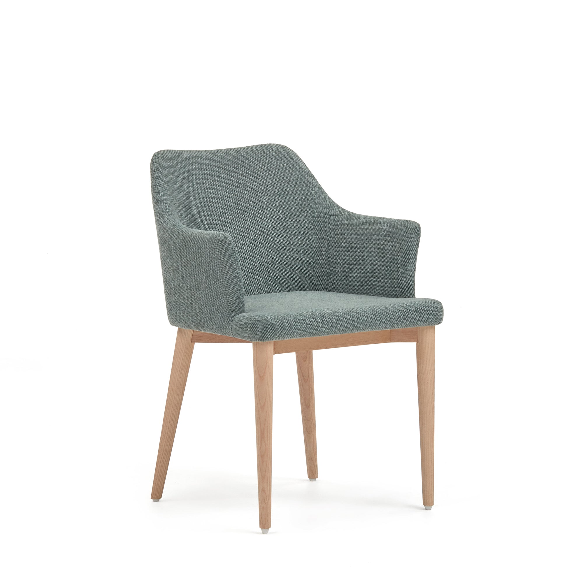 Croft chair in dark green chenille with solid ash wood legs