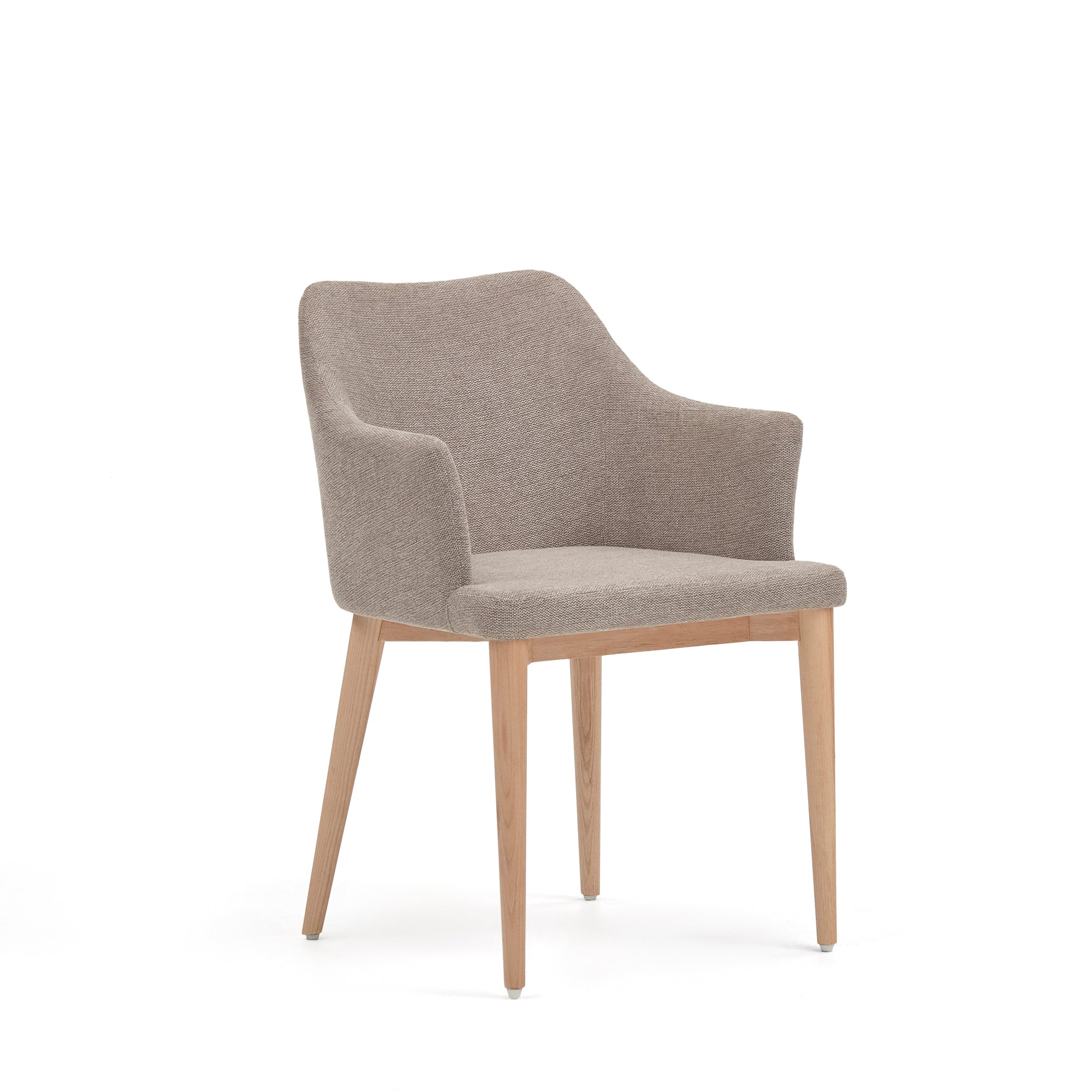 Croft chair in brown chenille with solid ash wood legs