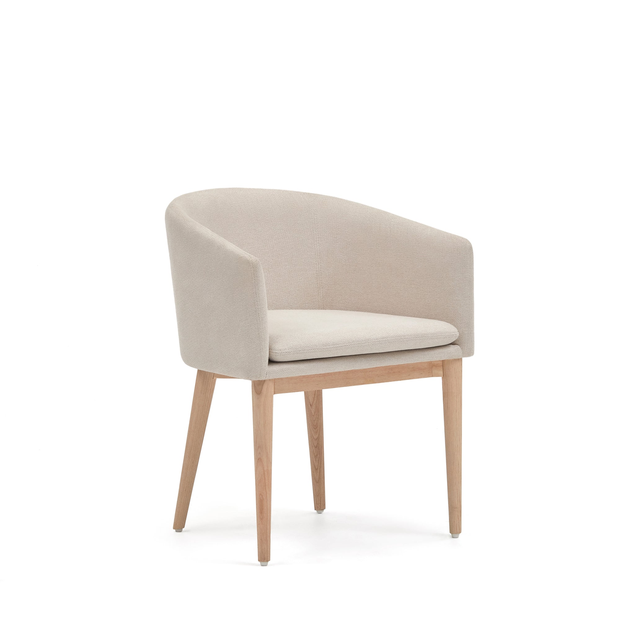 Harlan beige chenille chair with solid ash wood legs