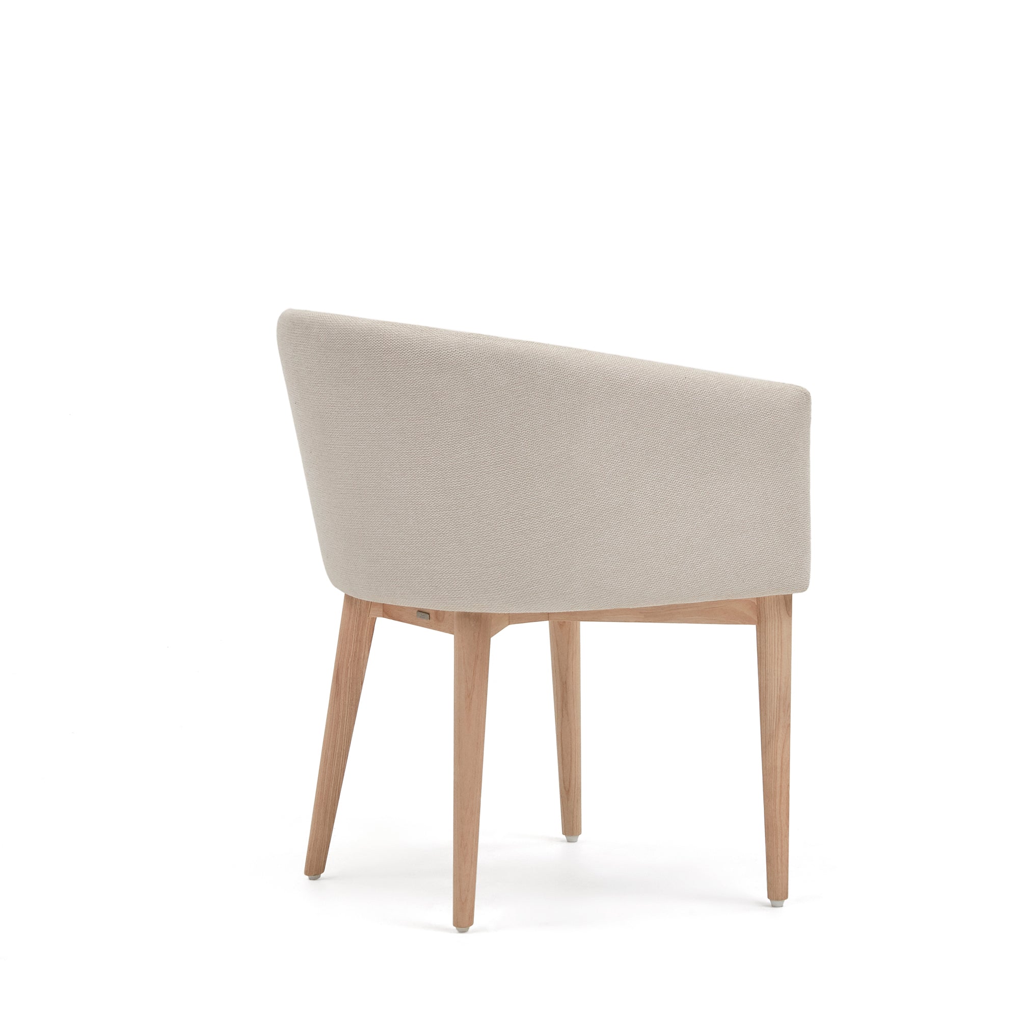 Harlan beige chenille chair with solid ash wood legs