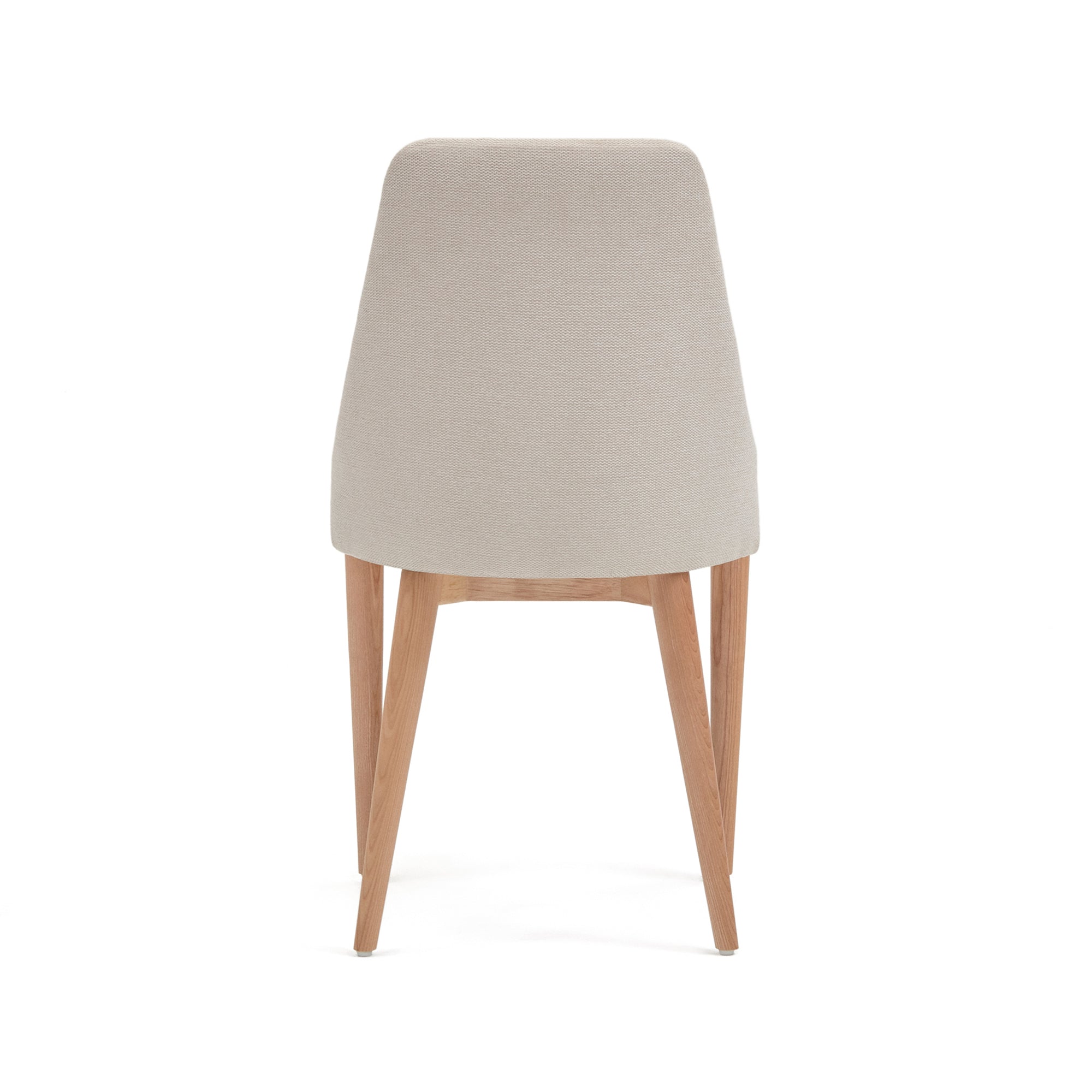 Rosie chair in beige chenille with solid ash wood legs in a natural finish