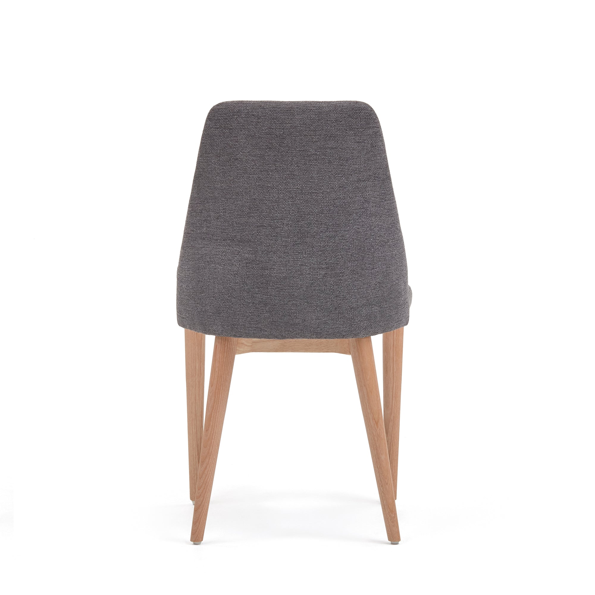 Rosie chair in dark grey chenille with solid ash wood legs in a natural finish