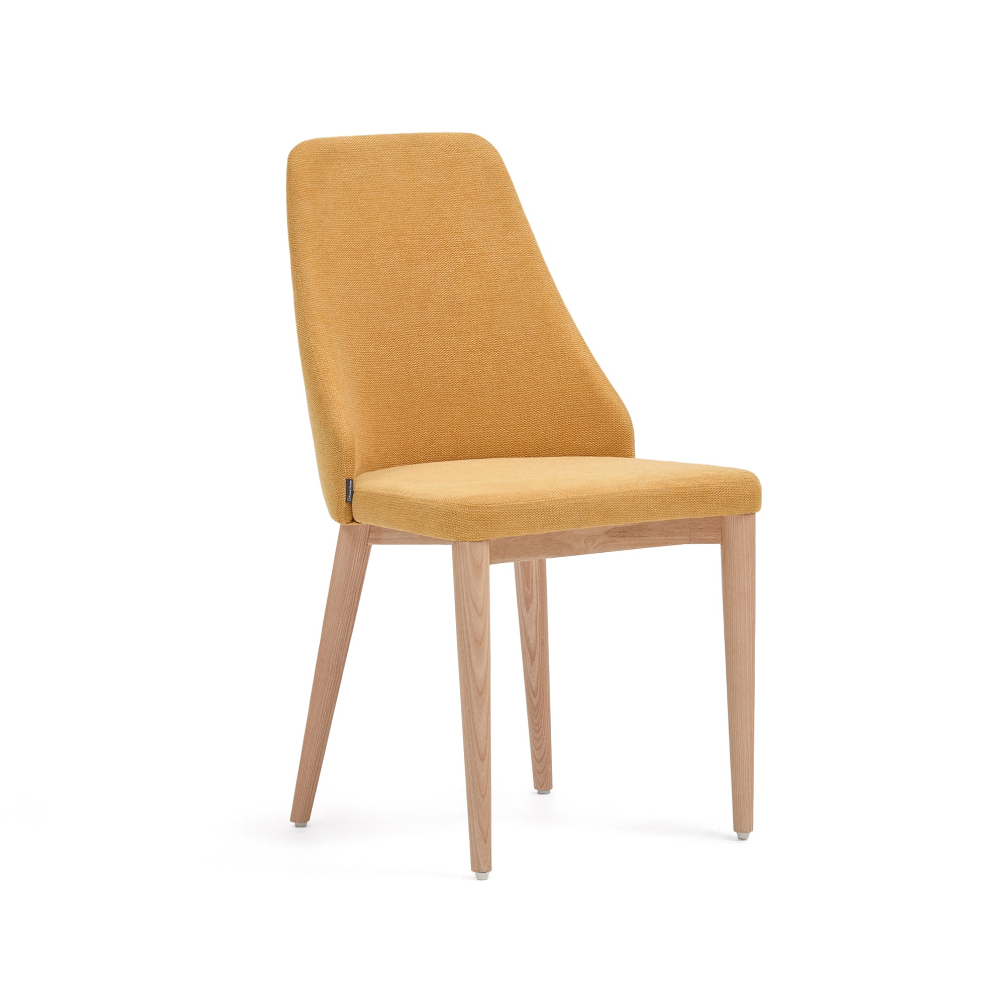 Rosie chair in mustard chenille with solid ash wood legs in a natural finish