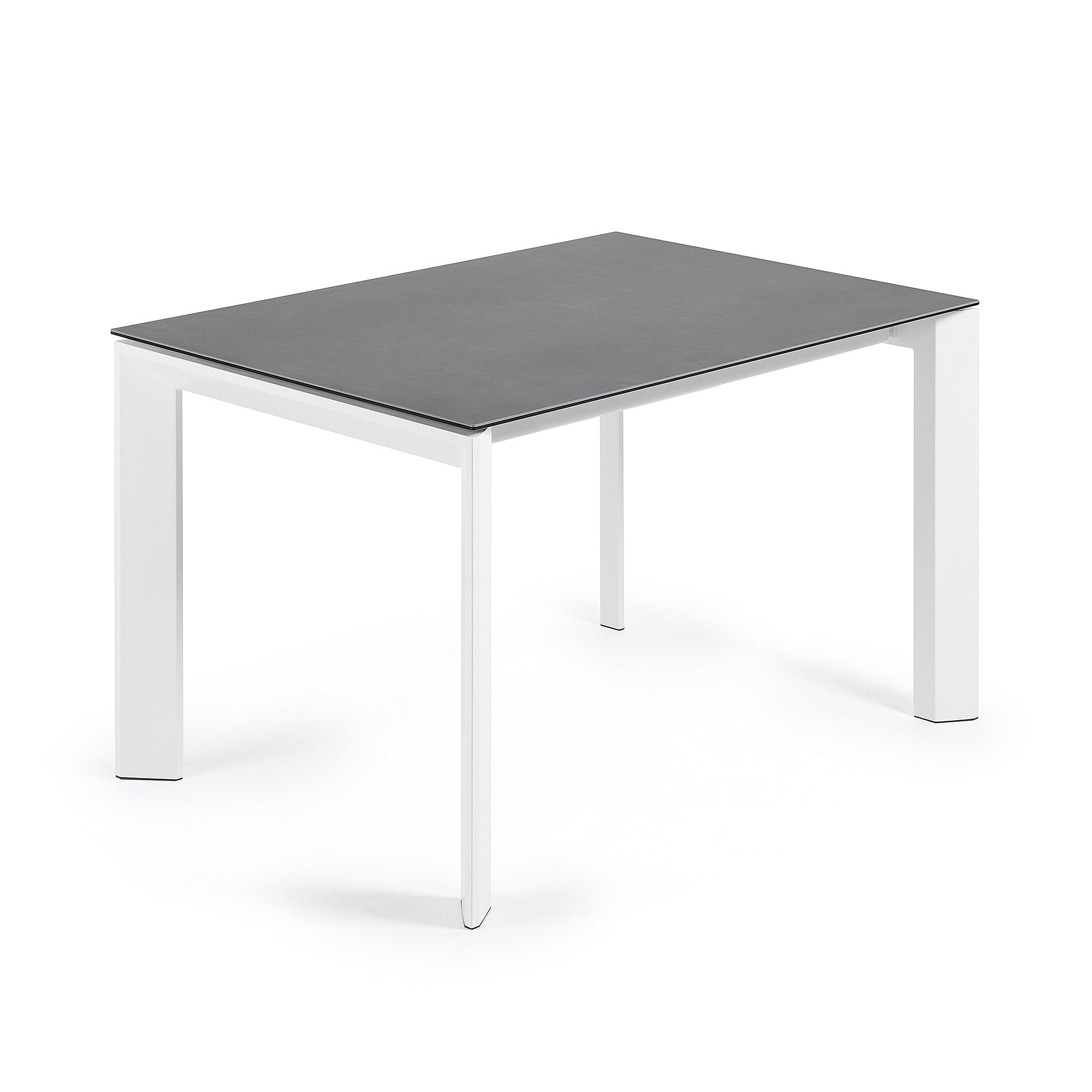 Axis porcelán kihúzható asztal Volcano Rock kivitelben, fehér acéllábakkal 120 (180) cm