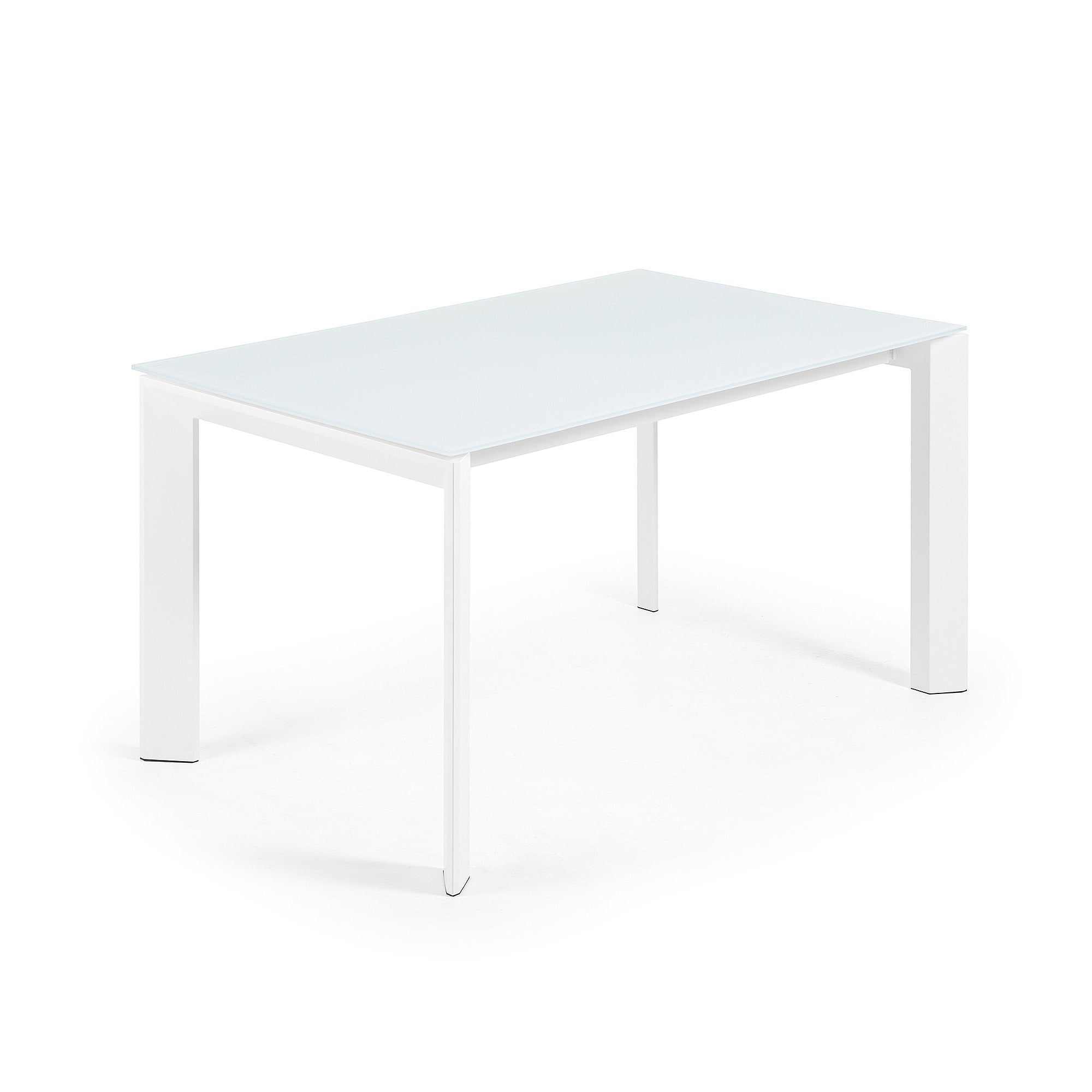 Axis fehér üvegből készült kihúzható asztal fehér acél lábakkal 140 (200) cm