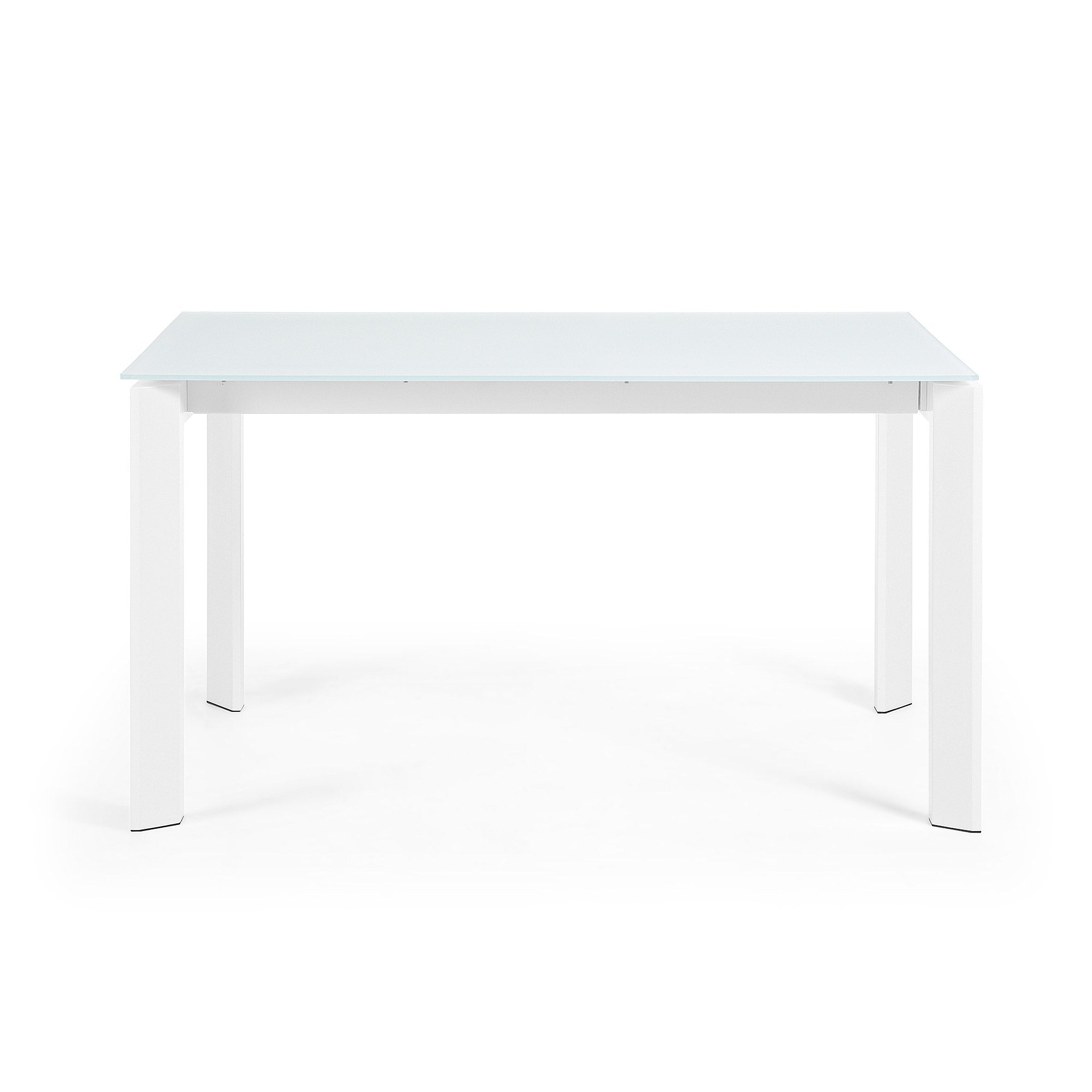 Axis fehér üvegből készült kihúzható asztal fehér acél lábakkal 140 (200) cm