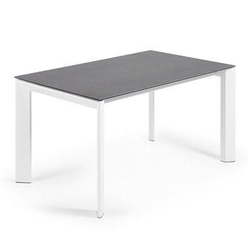 Axis porcelán kihúzható asztal Volcano Rock kivitelben, fehér acéllábakkal 140 (200) cm