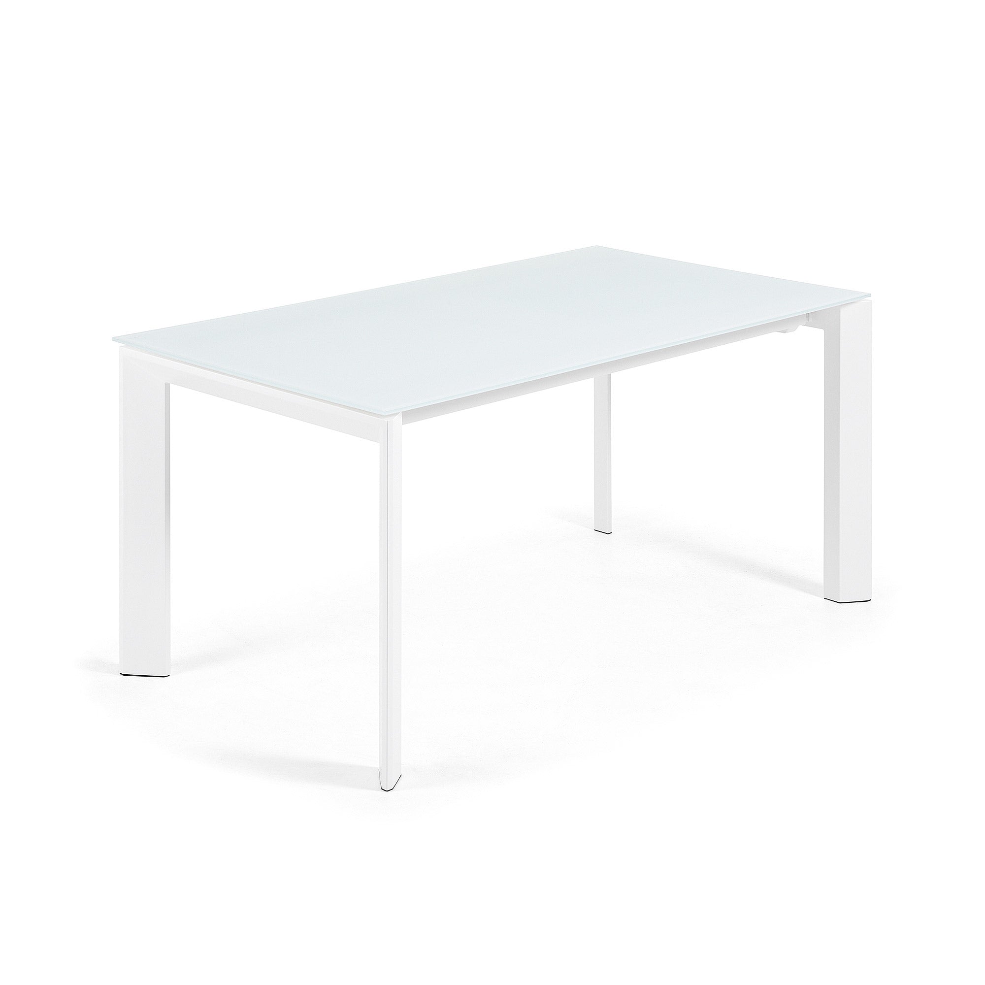 Axis white glass extendable table with white steel legs 160 (220) cm