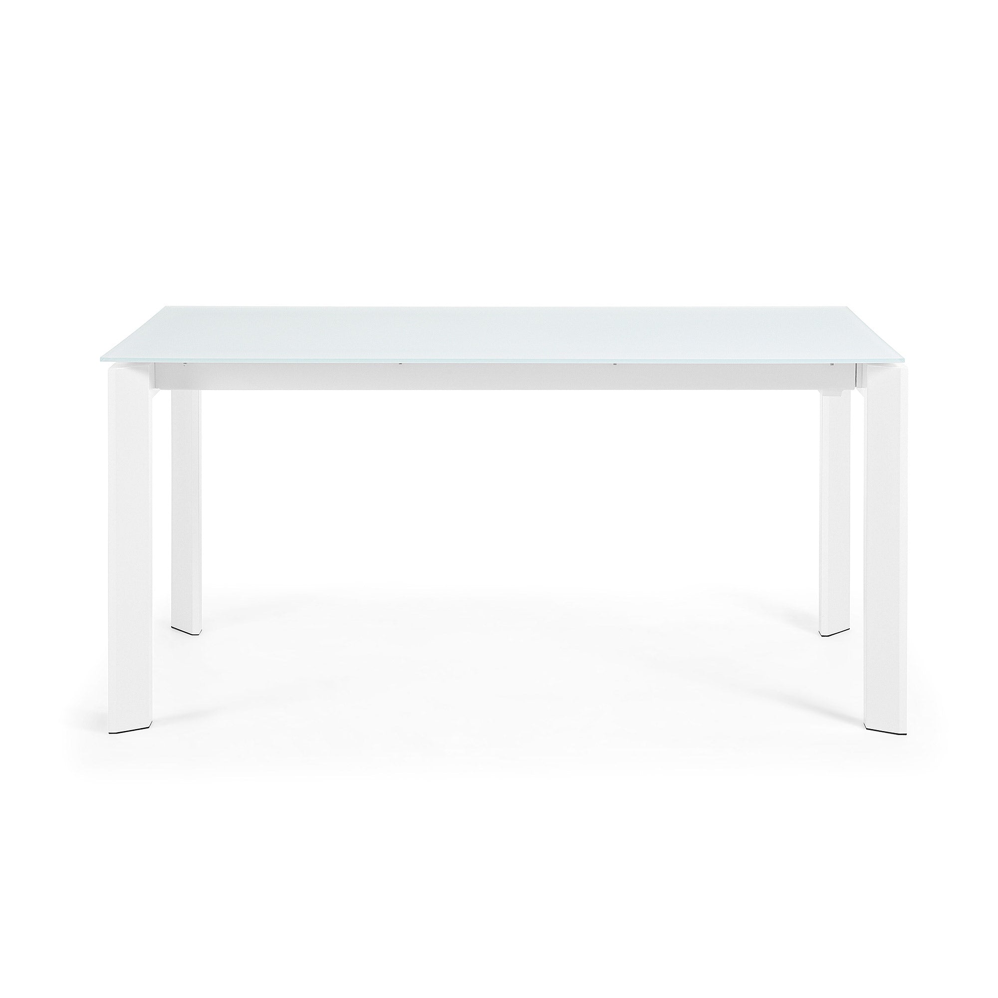 Axis fehér üvegből készült kihúzható asztal fehér acél lábakkal 160 (220) cm