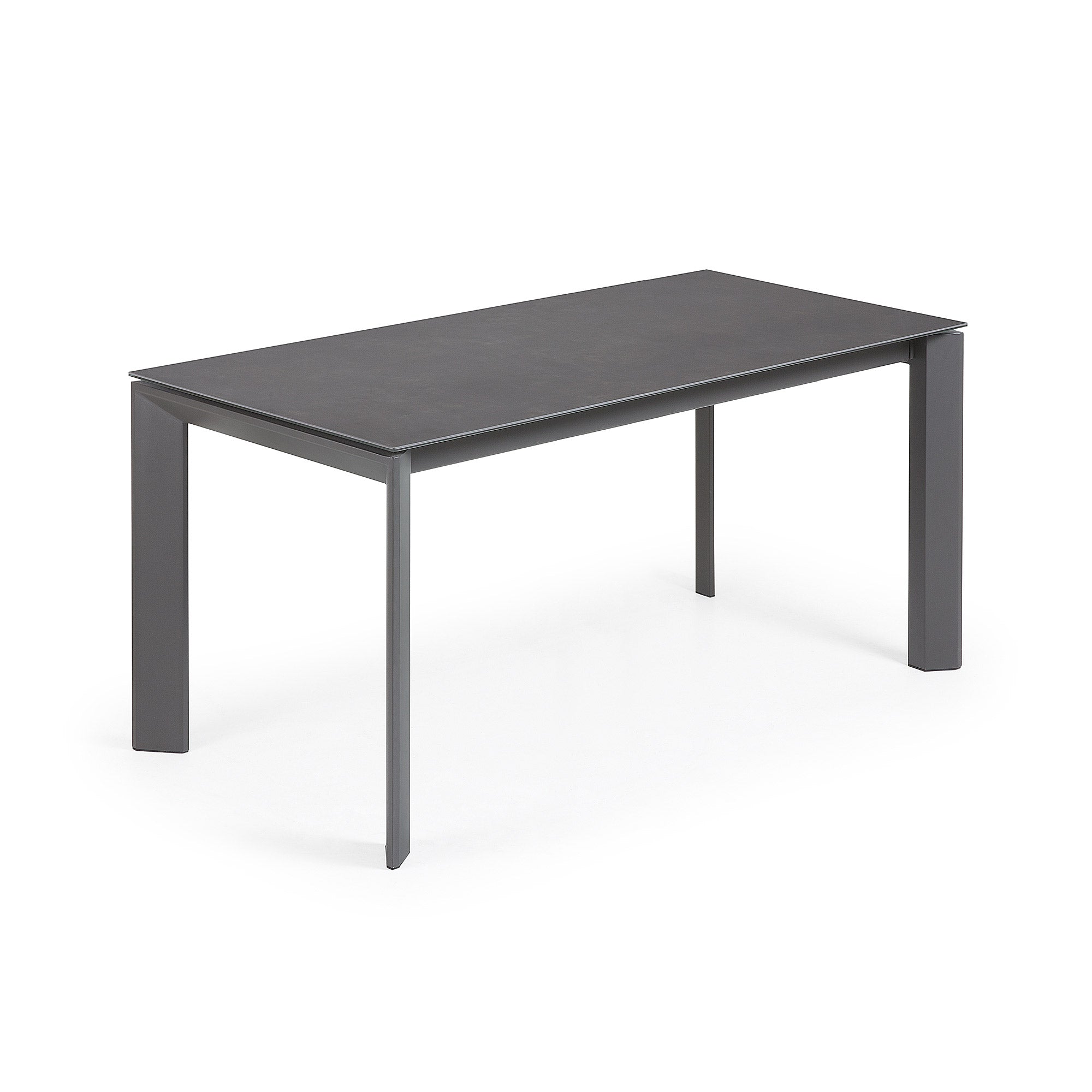 Axis extendable porcelain table with Volcano Rock finish and dark grey legs, 160 (220) cm