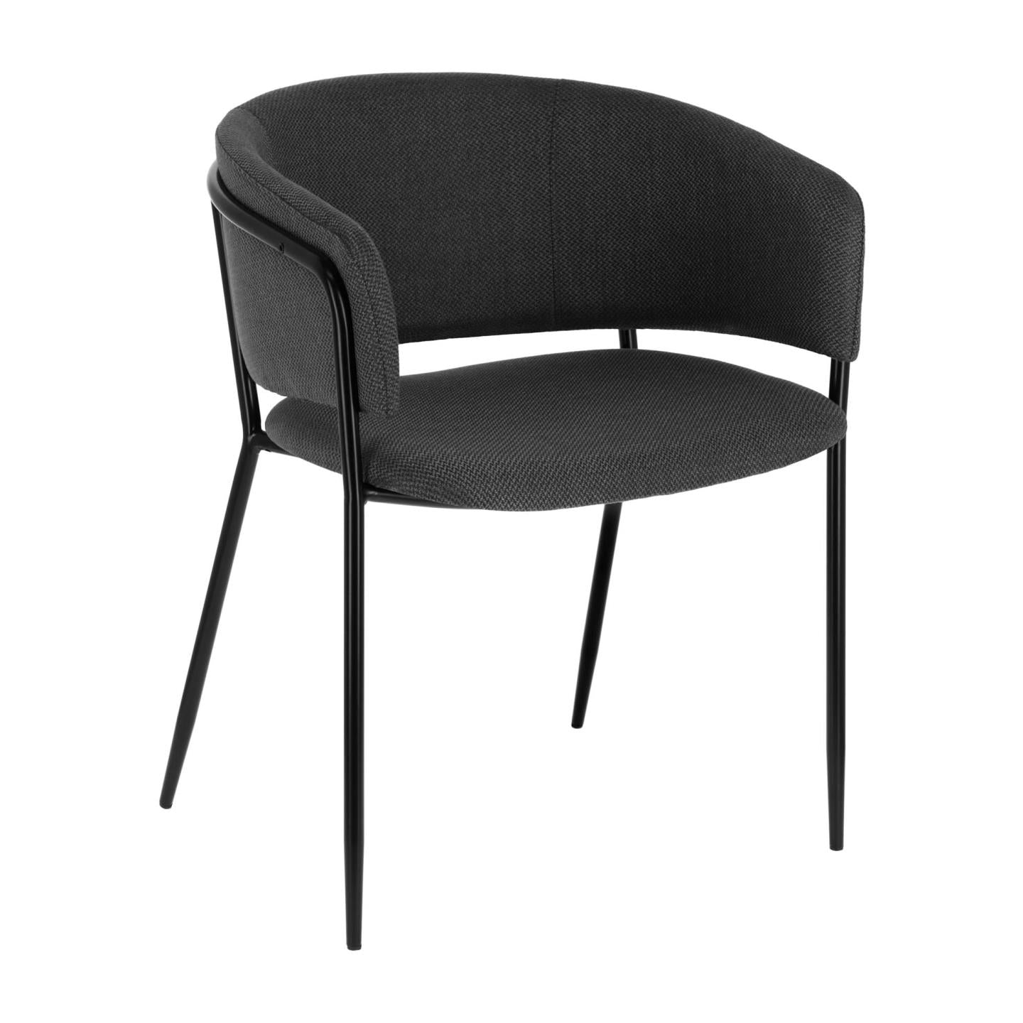 Runnie chair in dark grey with steel legs with black finish