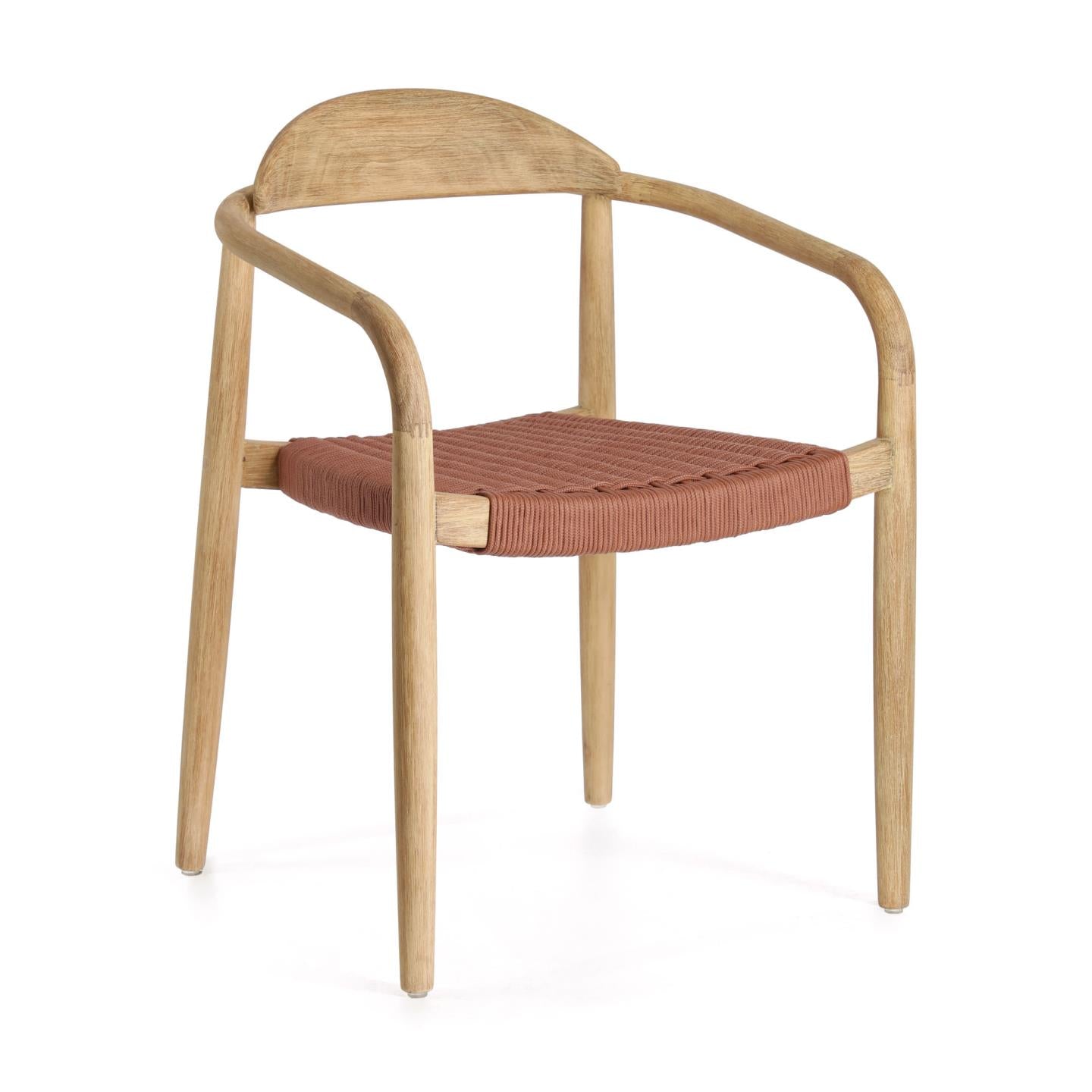 Nina egymásba rakható szék tömör akácfából, terrakotta kötélből készült ülőfelülettel
