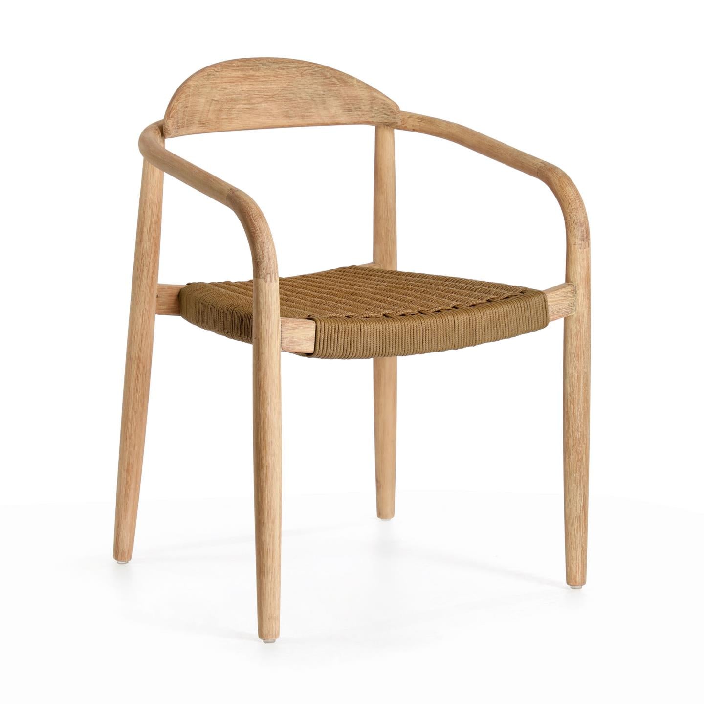 Nina egymásba rakható szék tömör akácfából, bézs színű kötélből készült ülőfelülettel