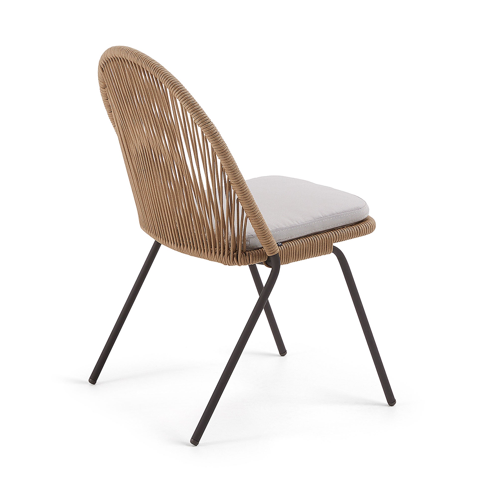 Shann egymásra rakható szék bézs színű zsinórból és horganyzott acél lábakkal