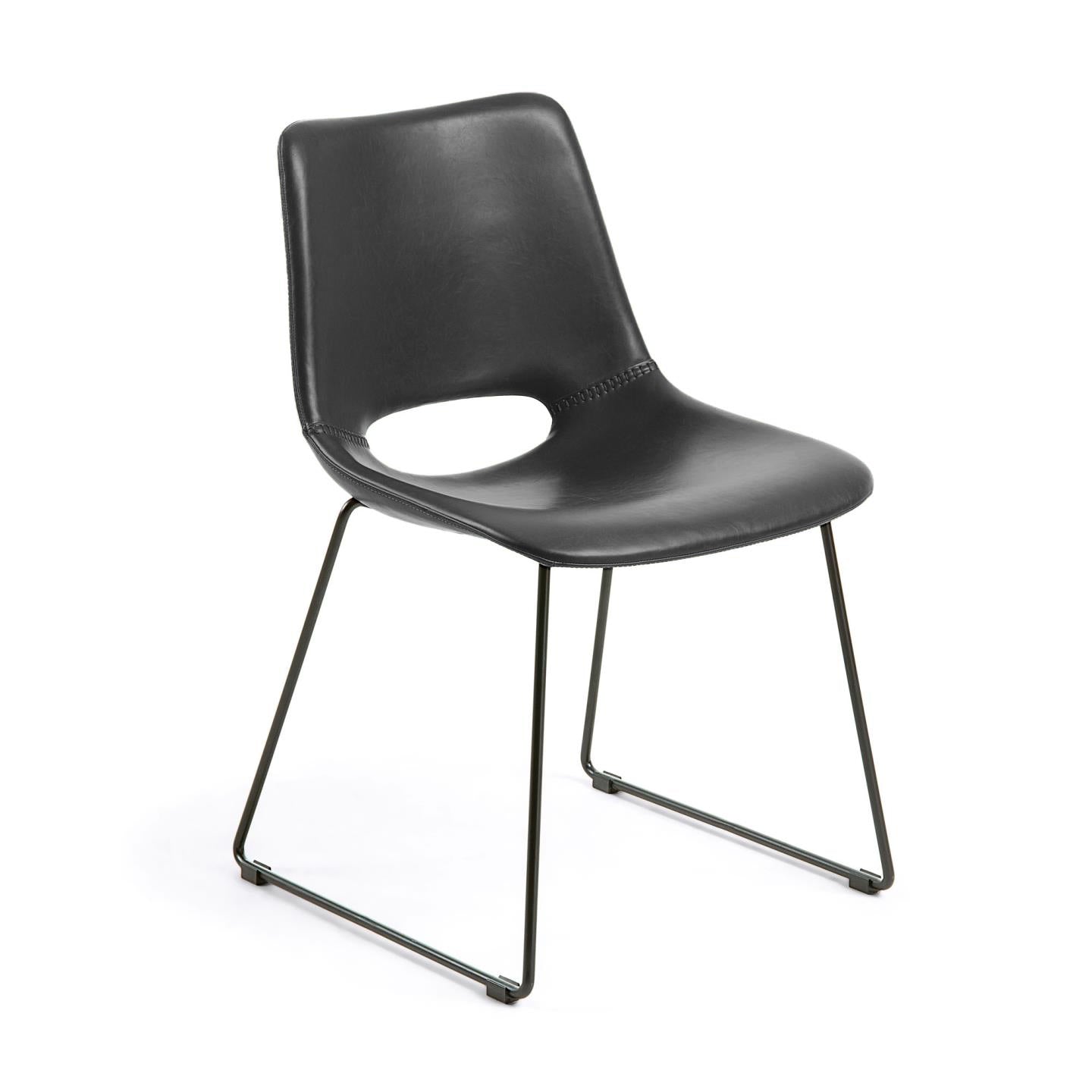 Zahara black chair with steel legs with black finish