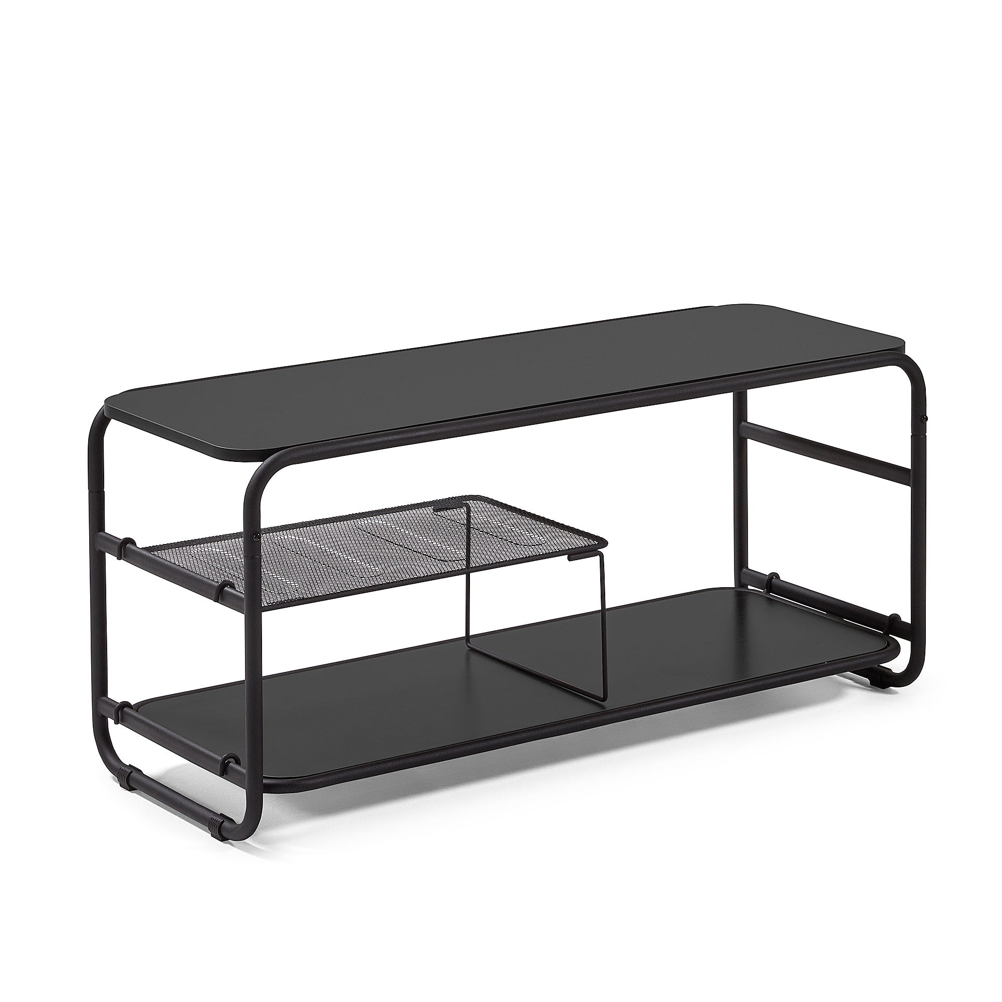 Academy melamine and black finish steel TV stand, 98 x 46 cm