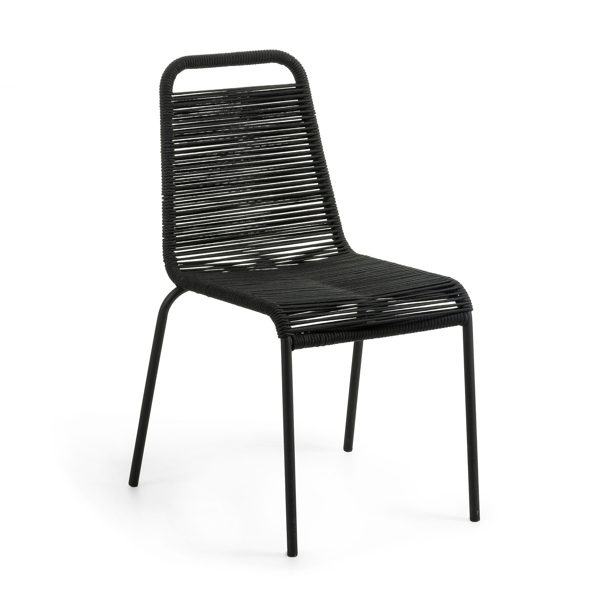 Lambton stackable chair in black rope steel with black finish