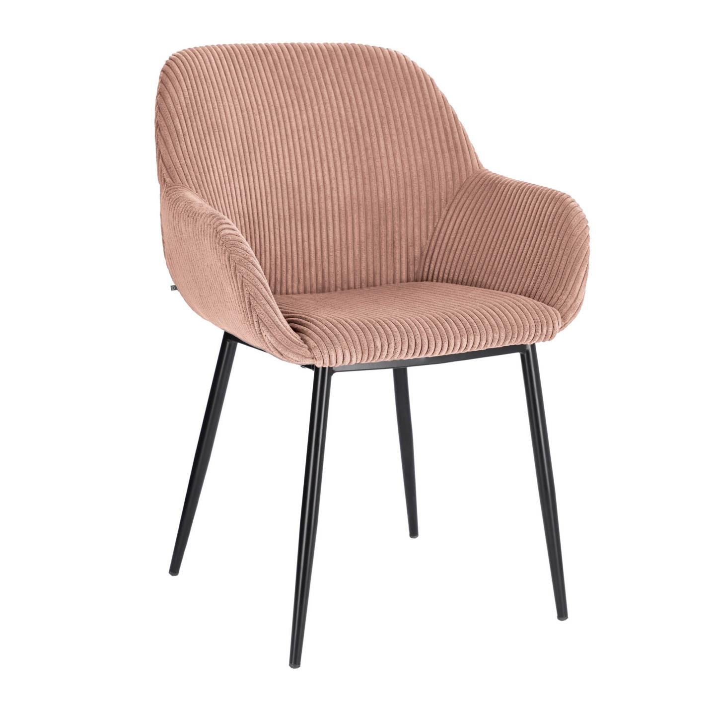 Konna szék rózsaszín széles varrású kordbársonyból