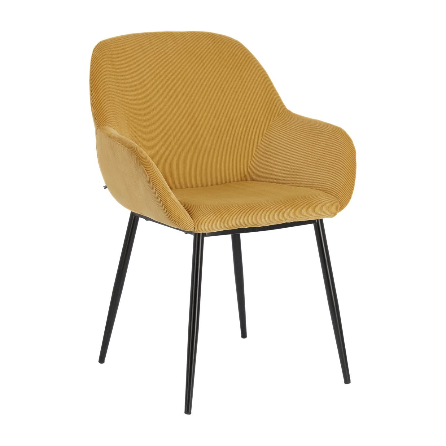 Konna mustárszínű kordbársony szék